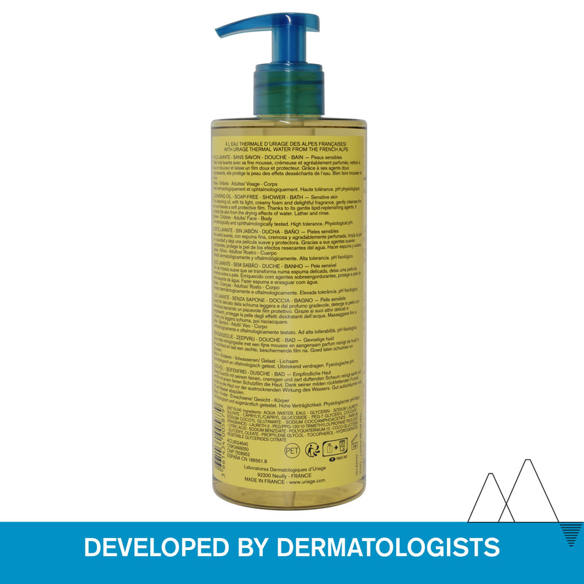 Uriage Cleansing Soothing Oil - Face & Body Daily Cleanser & Shower Oil With Glycerin & Ceramides - Whole Family Format, Babies, Children & Adults - Sensitive Skin - Soap-Free, Fragrance-Free - 500ml 🍁 All In One Marketplace Canada