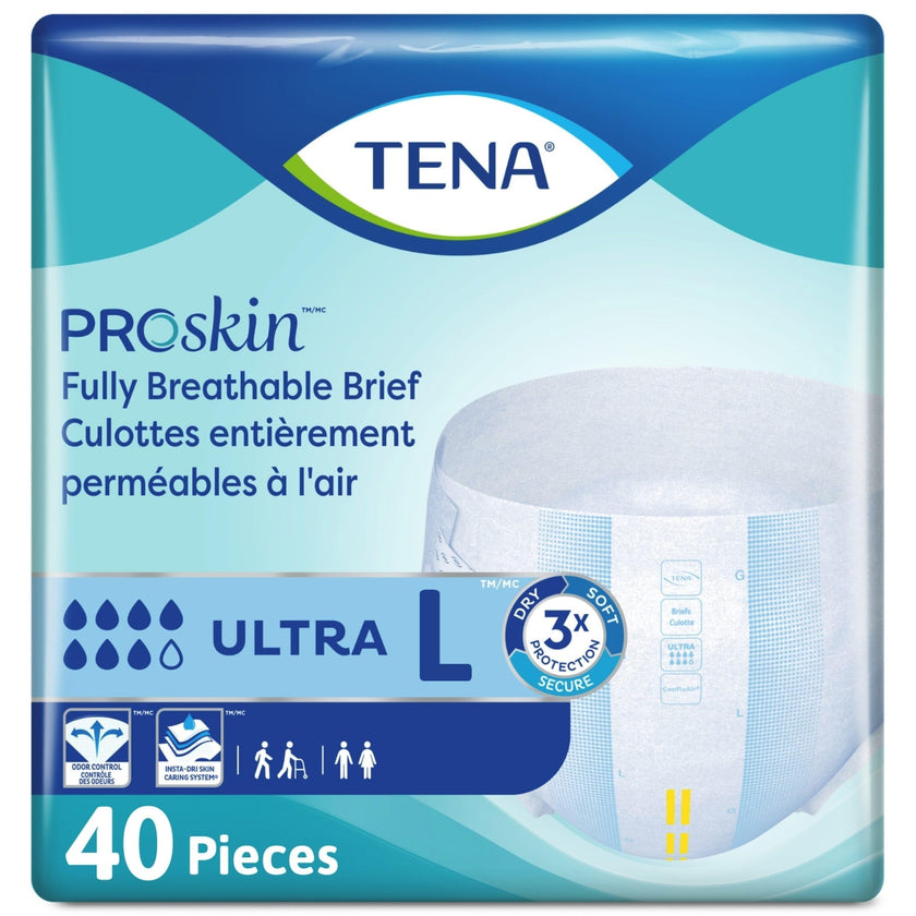 TENA Adult Incontinence, Discrete Disposable, Briefs, Comfortable Fit, Ultra Absorbency, Unisex, Large (L), 40 Count 🍁 All In One Marketplace Canada