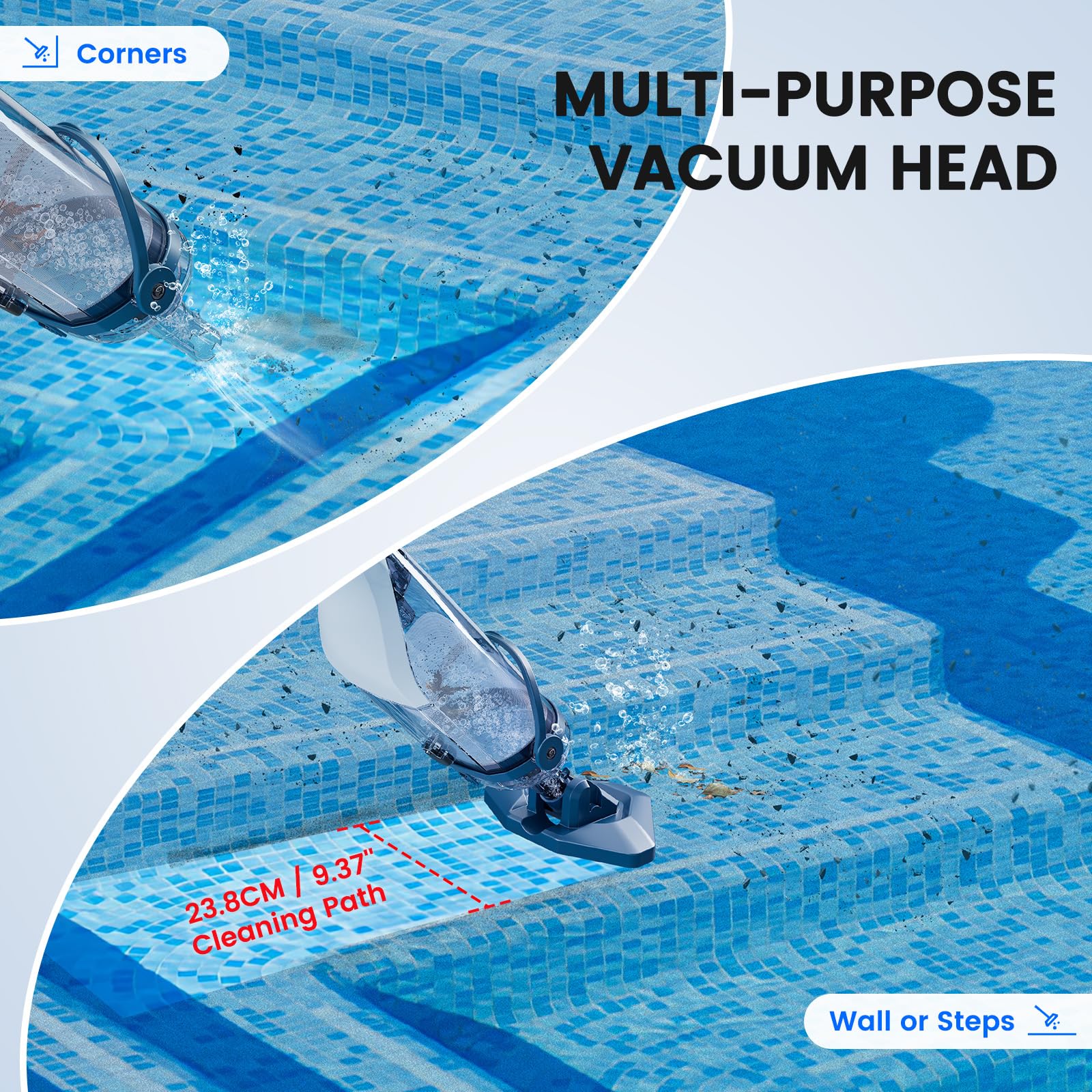 Enhulk Pool Vacuum for Above Ground Pool with Powerful Suction up to 18.5 gallons/min, Running time up to 1H, Handheld Rechargeable Pool Cleaner with a Telescopic Pole, PC10 🍁 All In One Marketplace Canada