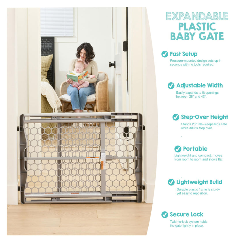 Regalo Easy Fit Plastic Adjustable Extra Wide Baby Gate, Award Winning Brand, 23 Inches Tall, Fits Openings Between 28 to 42 Inches, Pressure Mounted 🍁 All In One Marketplace Canada