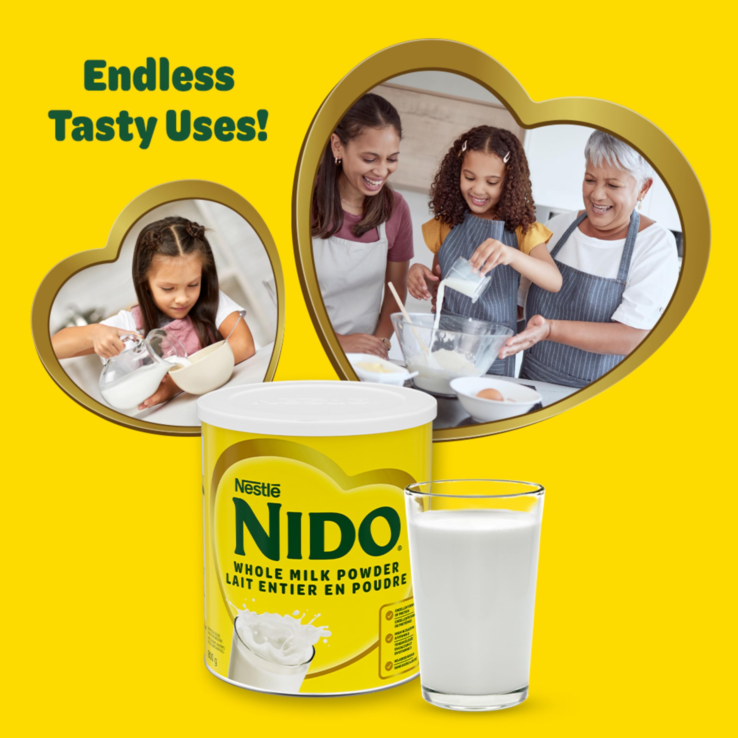 NIDO Whole Milk Powder, Rich & Creamy Powdered Milk, High in Calcium & Vitamin D, Source of Protein, No Artificial Colours or Flavours, No Added Sweeteners, 800 g 🍁 All In One Marketplace Canada