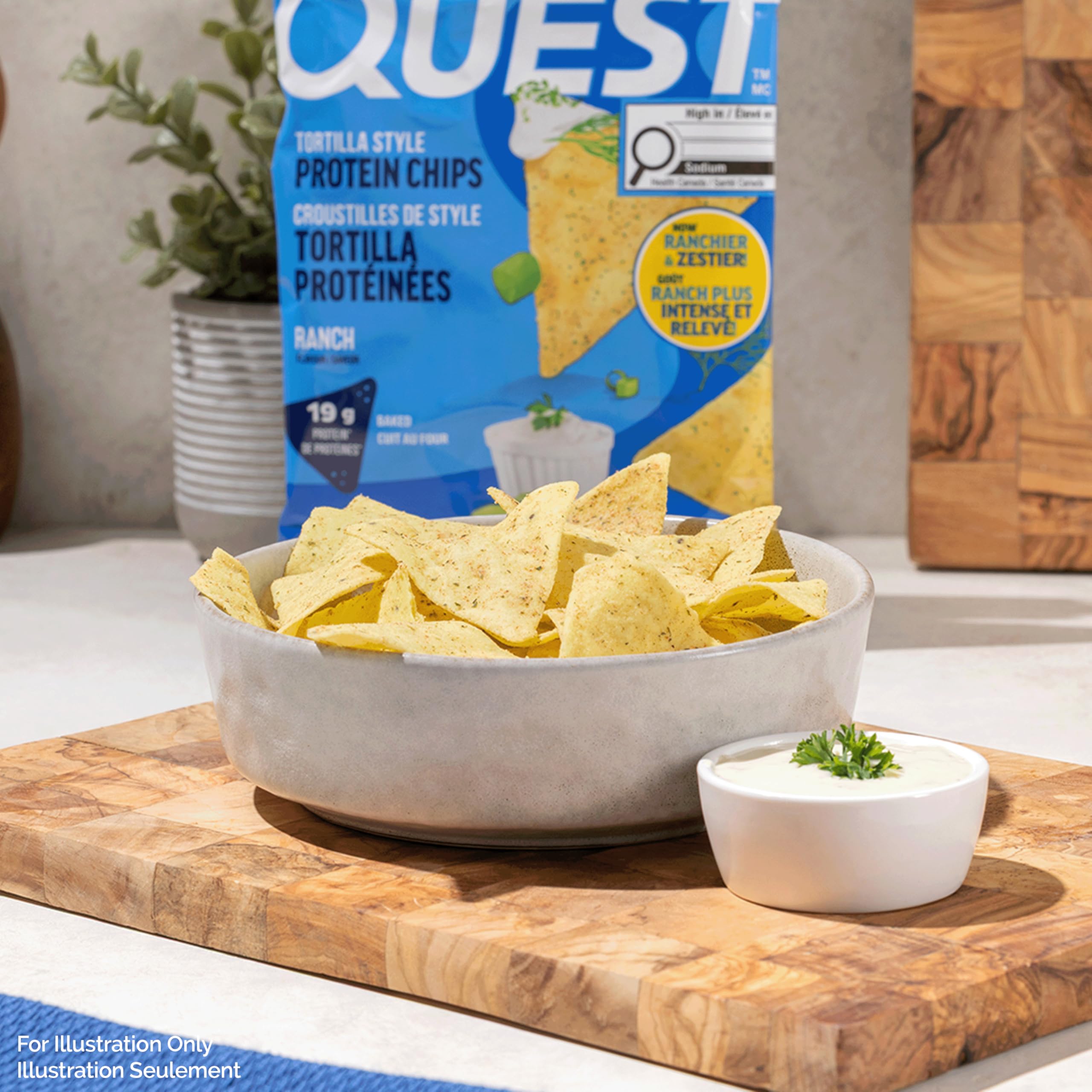 Quest Nutrition Tortilla Style Protein Chips, Ranch, High Protein, Baked, Not Fried, Gluten Free, 1g Sugar, 5g Carbs, 8ct 🍁 All In One Marketplace Canada