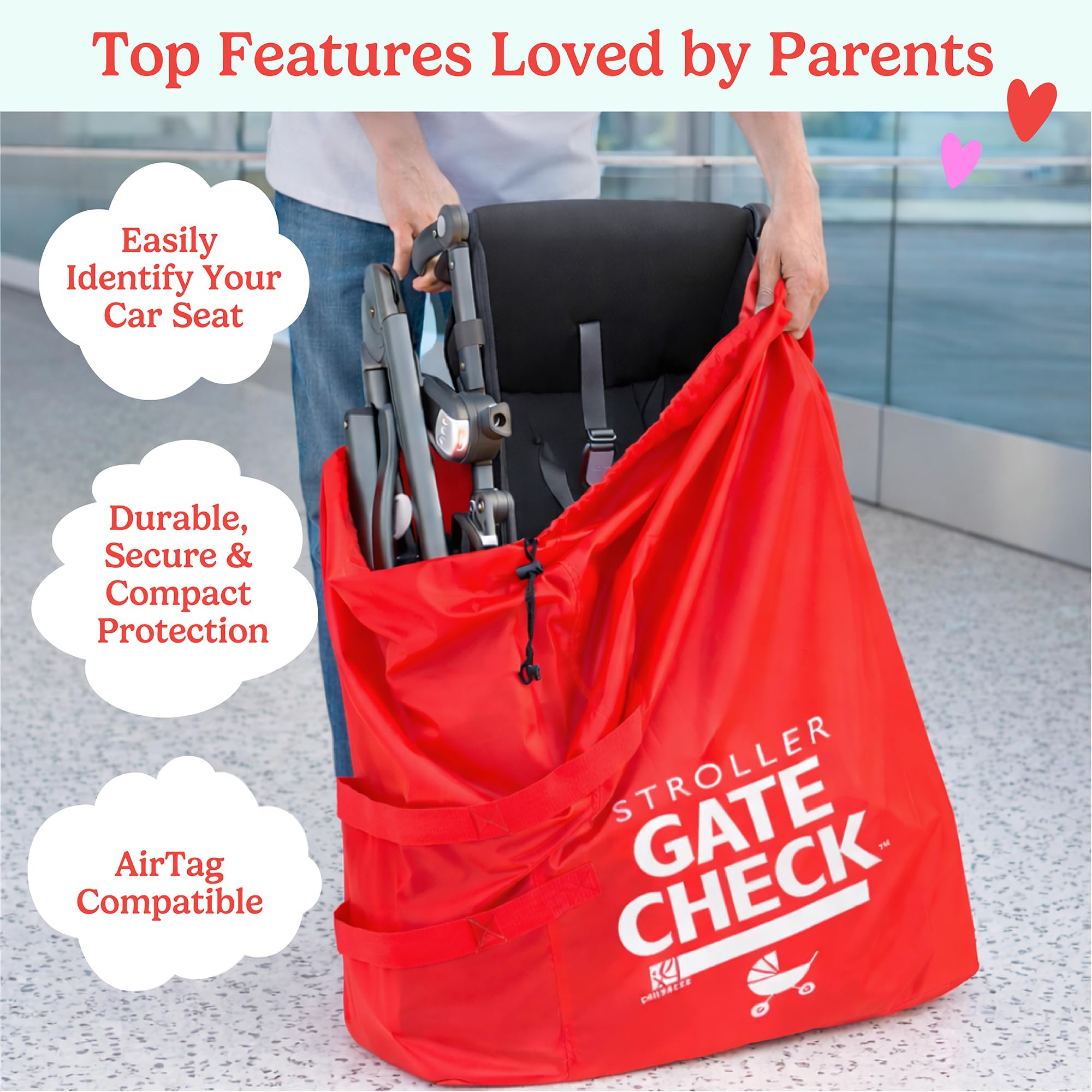 J. L. Childress Gate Check Air Travel Bag for Standard and Double Strollers, Red 🍁 All In One Marketplace Canada