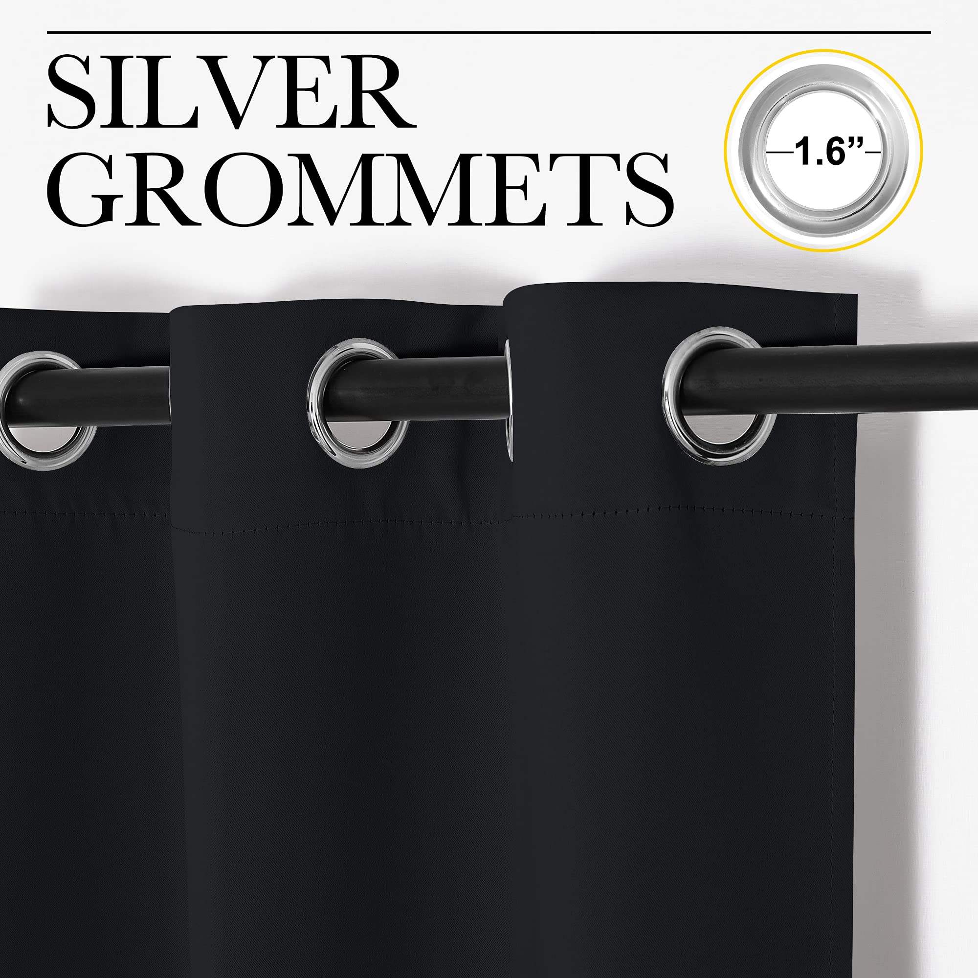 NICETOWN Blackout Curtains 2 Panels for Bedroom- Halloween Thermal Insulated Grommet Blackout Curtains 63 Inches Long for Living Room/Kitchen Rideaux occultants (2 Panels,W42 x L63 -Inch,Black) 🍁 All In One Marketplace Canada