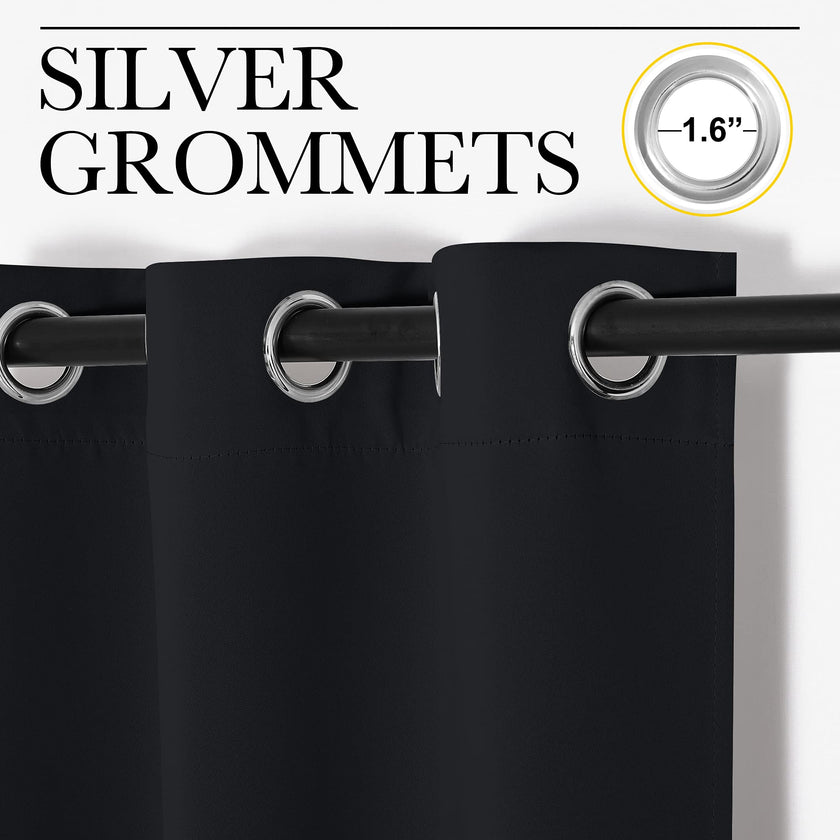 NICETOWN Blackout Curtains 2 Panels for Bedroom- Halloween Thermal Insulated Grommet Blackout Curtains 63 Inches Long for Living Room/Kitchen Rideaux occultants (2 Panels,W42 x L63 -Inch,Black) 🍁 All In One Marketplace Canada
