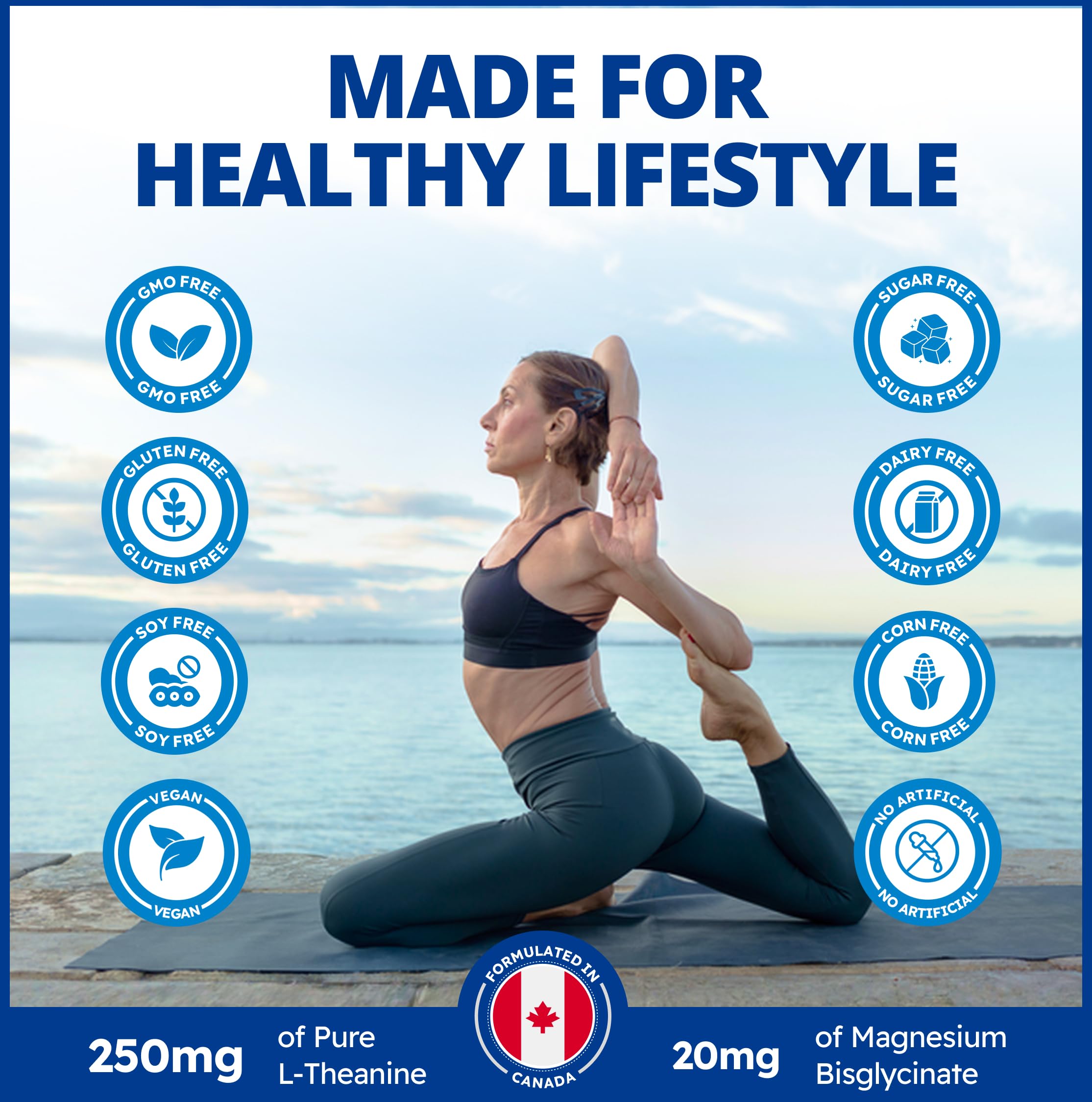 CanPrev L-Theanine with Magnesium, 90 Capsules 90-Day Supply - Promote Relaxation and Calmness - Without Drowsiness - Synergistic Blend for Well-being Management - Vegan, Non-GMO and Gluten-Free 🍁 All In One Marketplace Canada