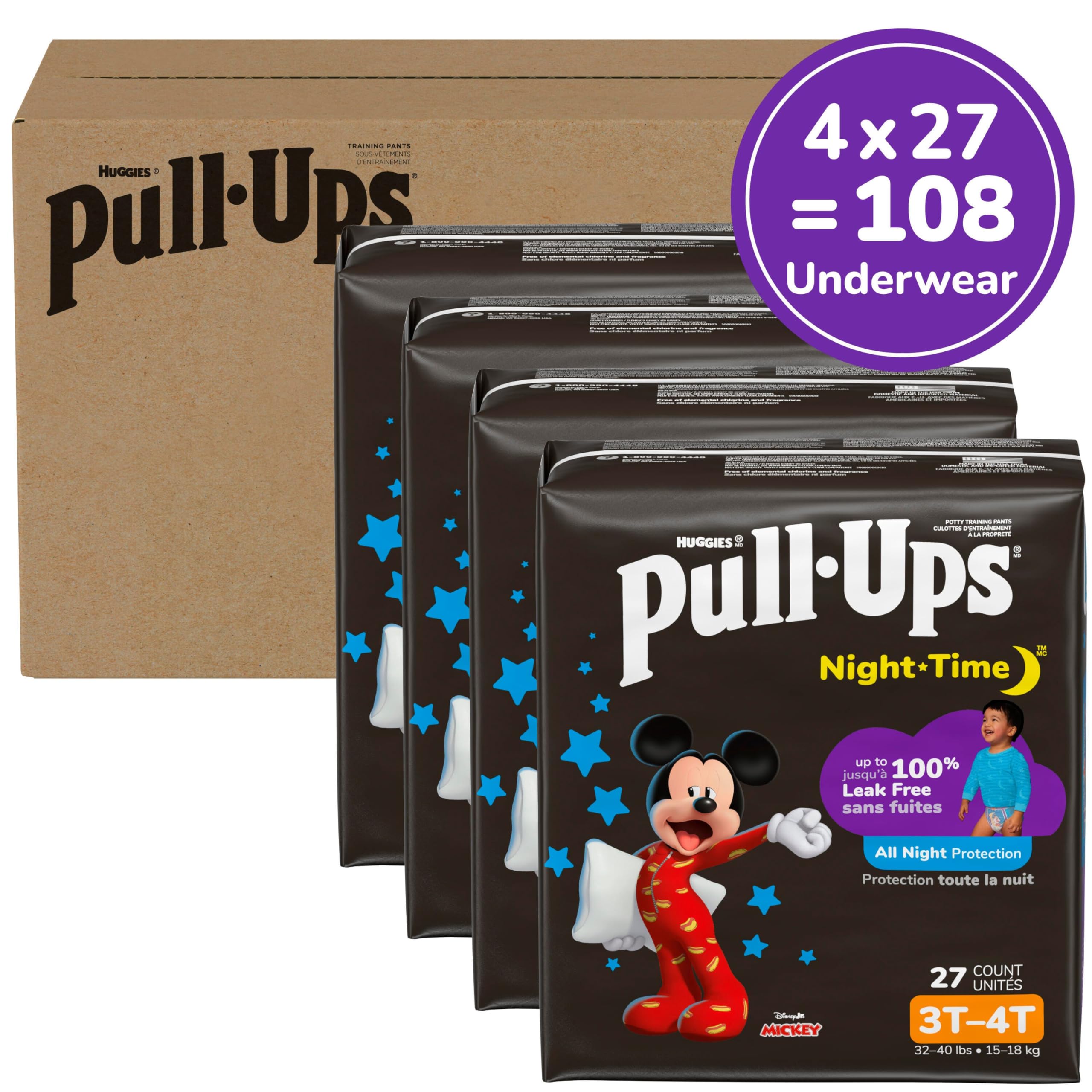 Pull-Ups Boys' Night-Time Potty Training Pants, 3T-4T, 108 Count 🍁 All In One Marketplace Canada