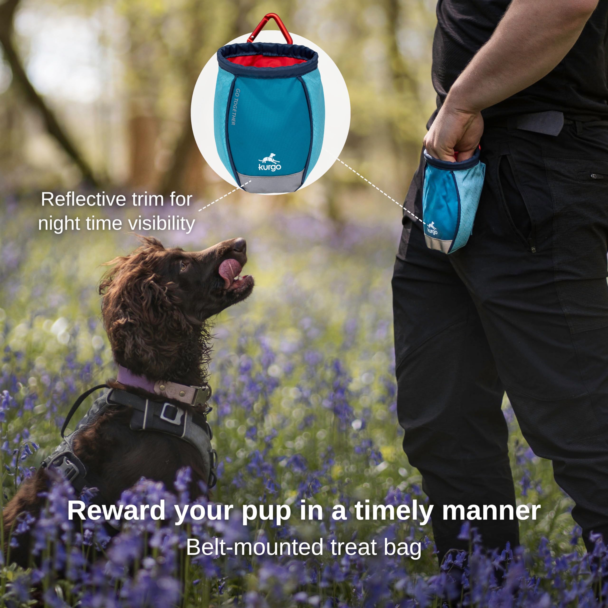 Kurgo Dog Training Treat Pouch Bag, Treat Bags for Dogs, Portable Pet Pocket Waist Clip Bag, Reflective Snack Bag for Pets, Includes Clip and Carabiner, Go Stuff-it Bag, Coastal Blue 🍁 All In One Marketplace Canada