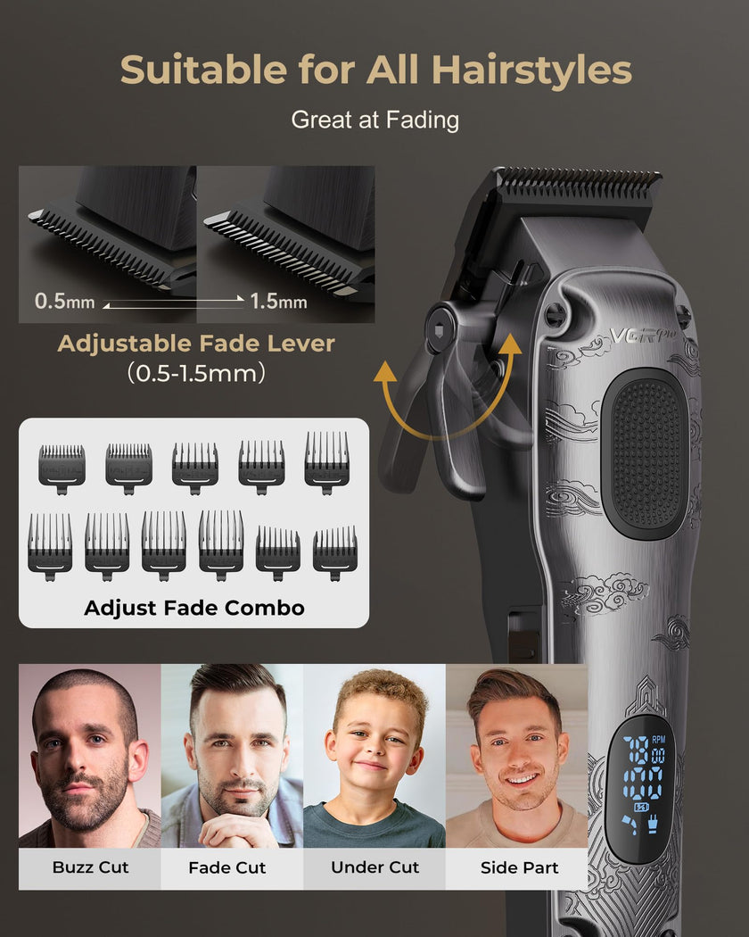 VGRPRO Hair Clippers for Men Professional, Cordless Hair Clippers for Hair Cutting, Mens Clippers and Trimmers Set, Electric Hair Trimmer for Men with Package Case (Gray) 🍁 All In One Marketplace Canada
