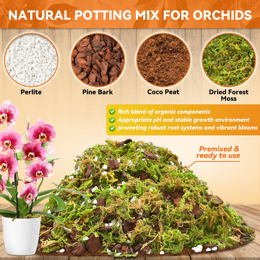 Riare 2L Orchid Potting Mix for Repotting- Orchids Repotting Kit Include Moss, Pine Bark, Perlite, Coco Peat- Premium Orchid Soil Medium for Indoor Potted Plants Root Ventilation & Expanding 🍁 All In One Marketplace Canada