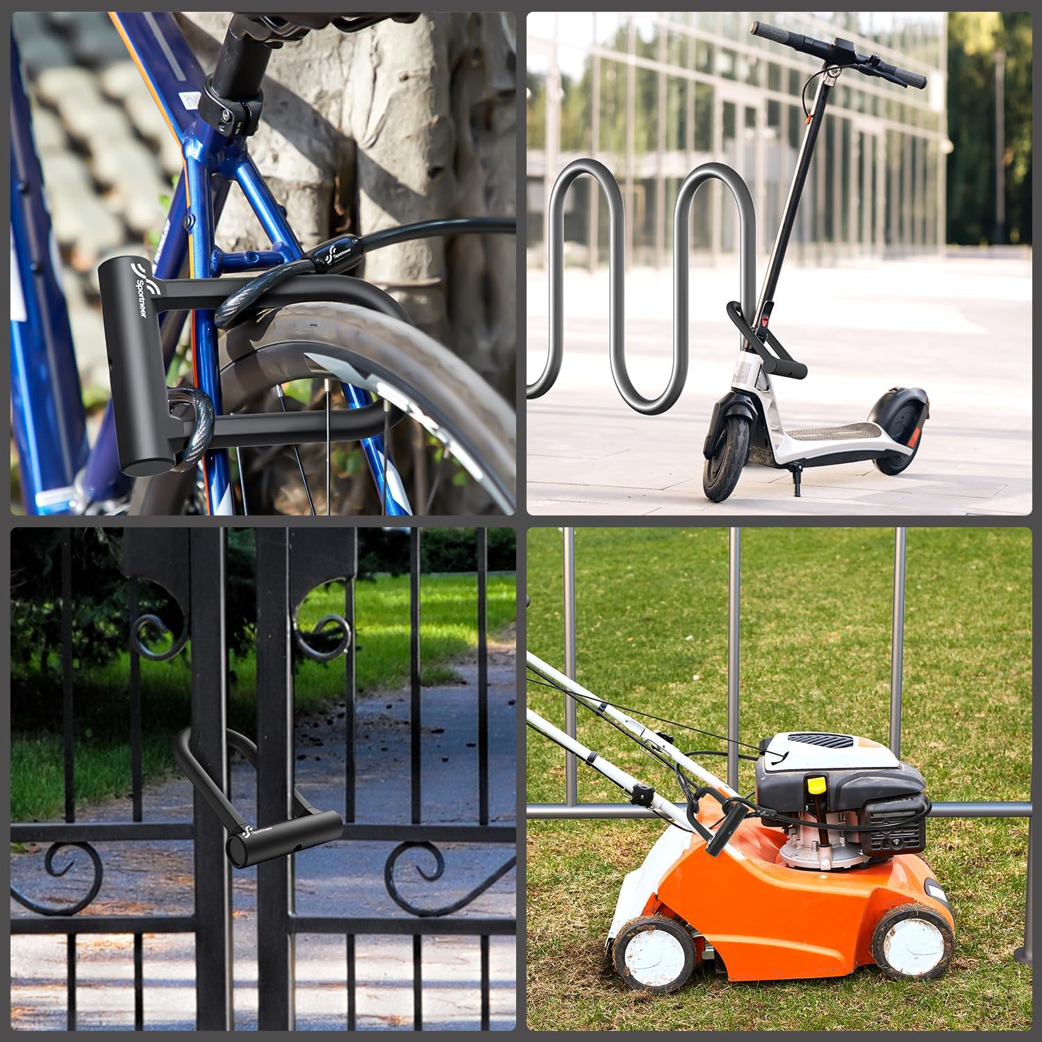 Sportneer Bike Lock: 17mm Heavy Duty Anti-Theft Bike U Lock with 12mm x 1.5m Steel Cable, High-Security Bicycle Lock with 2 Keys & Mounting Bracket for Mountain, Road, Folding & Electric Bikes 🍁 All In One Marketplace Canada
