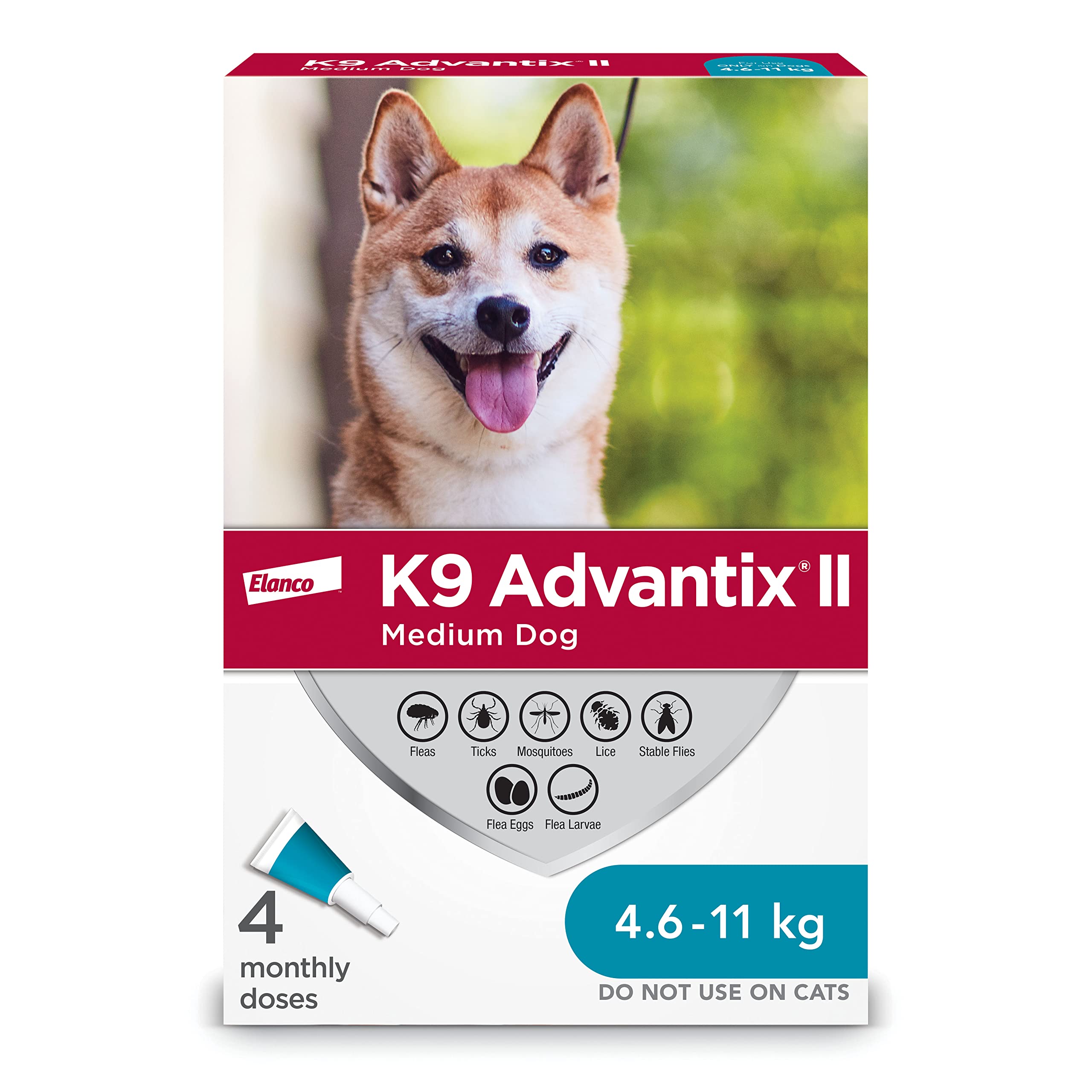 K9 Advantix II Flea and Tick Treatment for Medium Dogs weighing 4.6 kg to 11 kg (10 lbs. to 24 lbs.)-4 doses 🍁 All In One Marketplace Canada