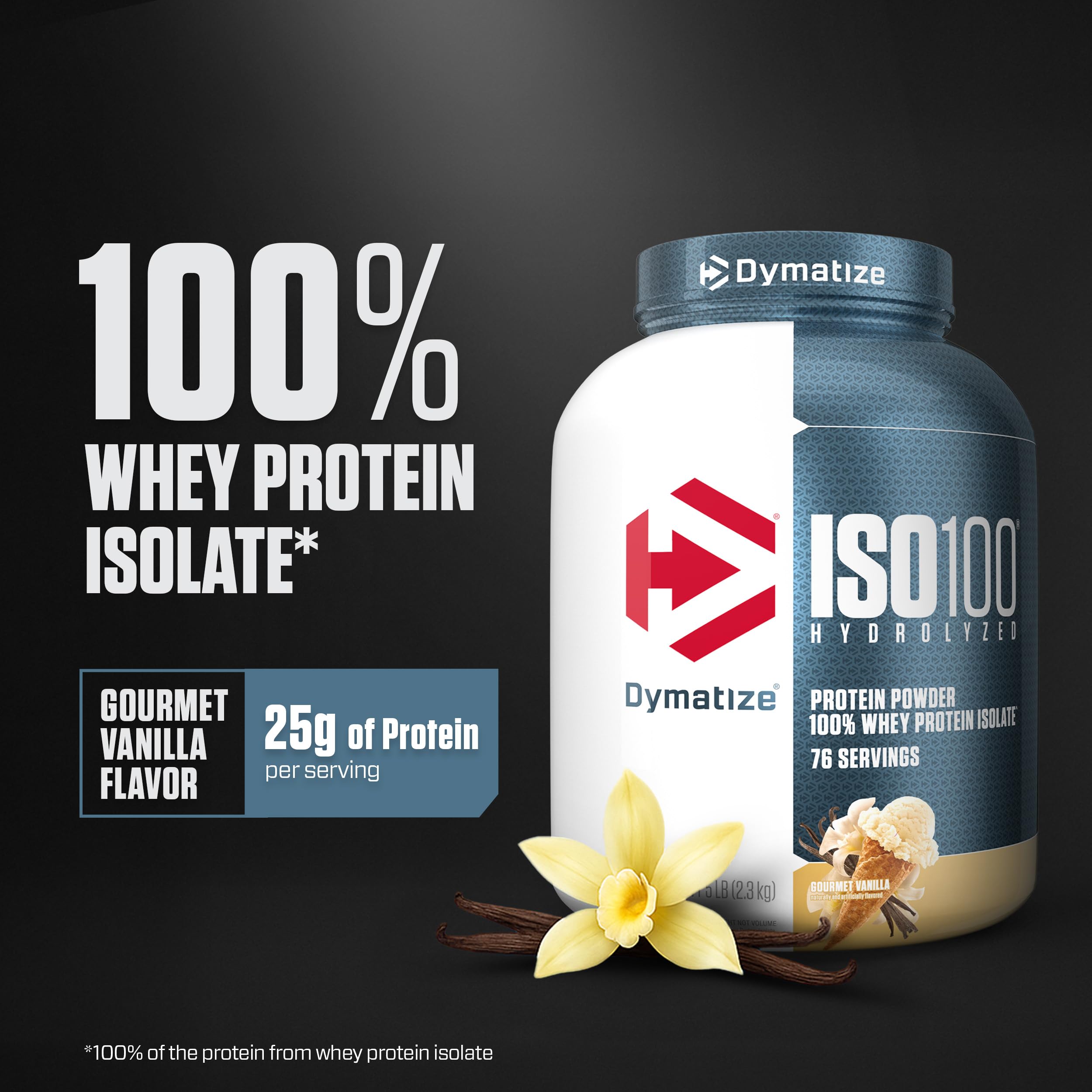 ISO100 Hydrolyzed Protein Powder by Dymatize, Gourmet Vanilla, 100% Whey Isolate Protein Powder (25g), Gluten Free, 76 Servings, 2.3 kg 🍁 All In One Marketplace Canada