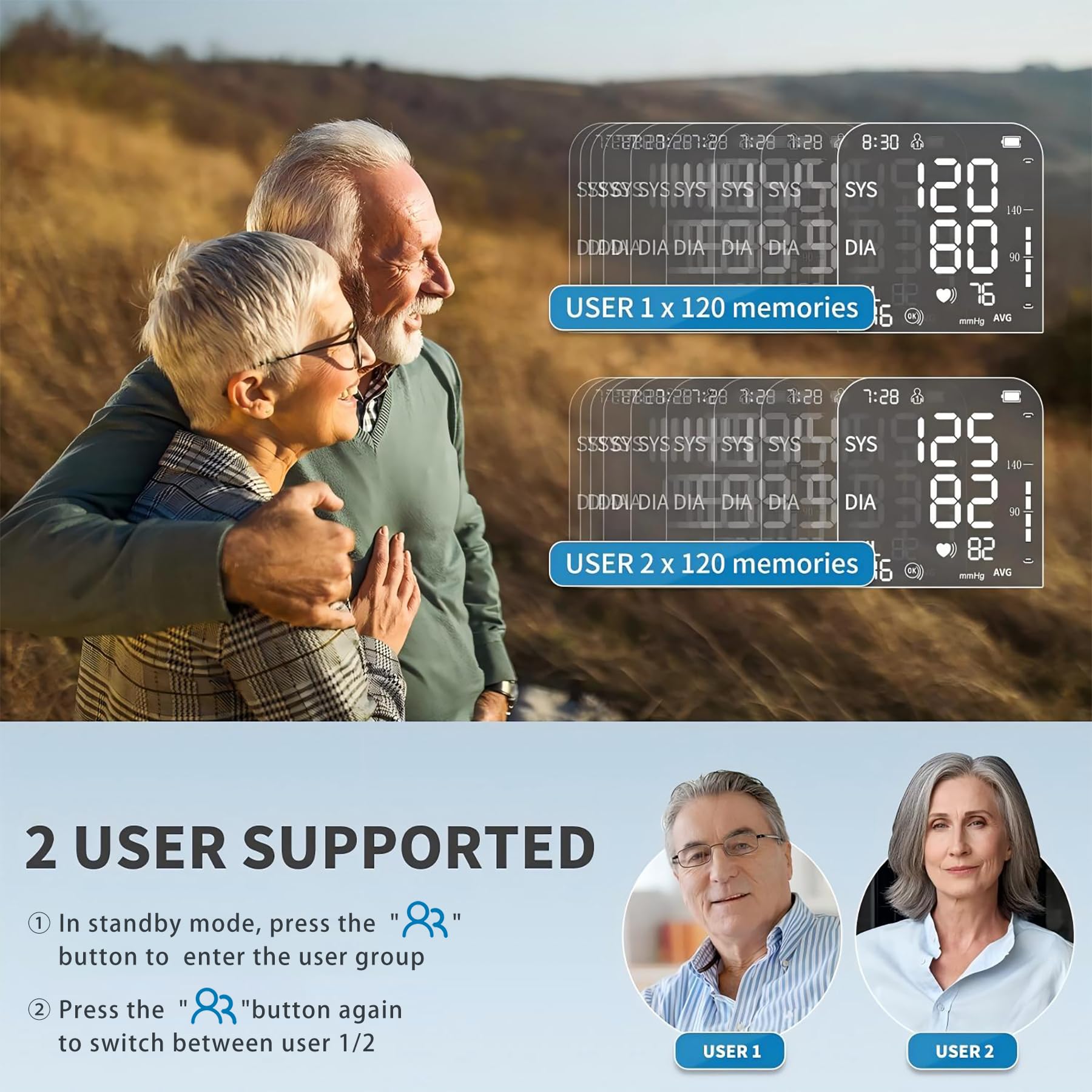 Blood Pressure Monitor Blood Pressure Machine Automatic Upper Arm Adjustable Cuff with Large Backlit Display, 2 * 99 Memory Blood Pressure Monitors for Home Use with Storage Bag 🍁 All In One Marketplace Canada