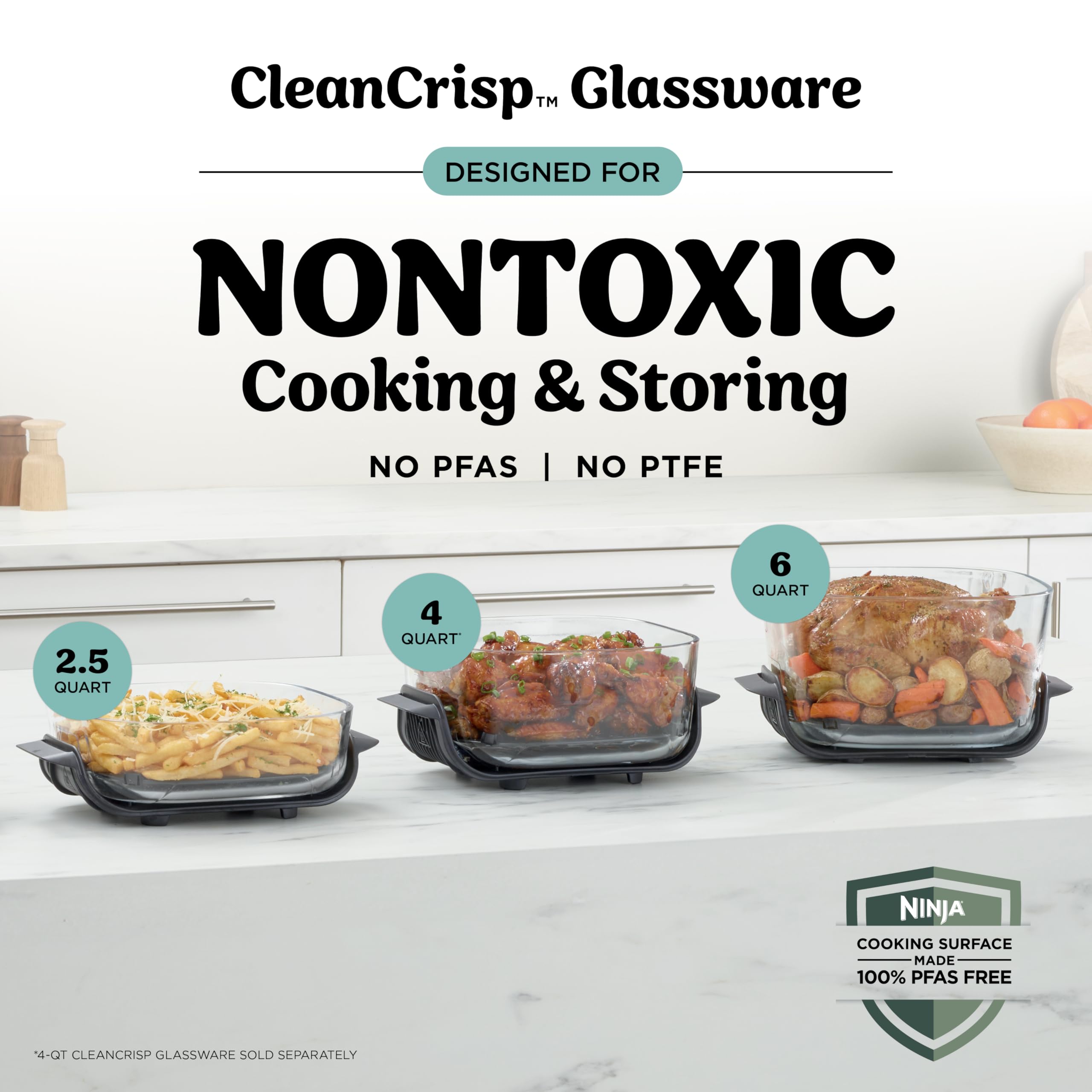 Ninja Crispi Pro 6-in-1 Glass Air Fryer | 6qt & 2.5qt Glass Containers with Storage Lids | Non-Toxic | Meal Prep, Microwave, Freezer & Dishwasher Safe | Air Fry, Bake & More | Cyberspace | AS101CCY 🍁 All In One Marketplace Canada