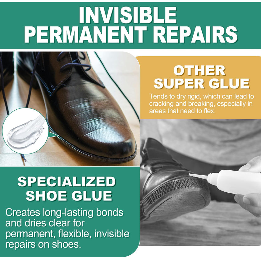 Shoe Glue, Extra Strong Shoe Repair Adhesive - Permanent, Clear, Waterproof Glue for Sneakers, Boots, Heels, Canvas, Soles, Handbags, Leather, Rubber, Vinyl - 20ml x 2 PCS 🍁 All In One Marketplace Canada