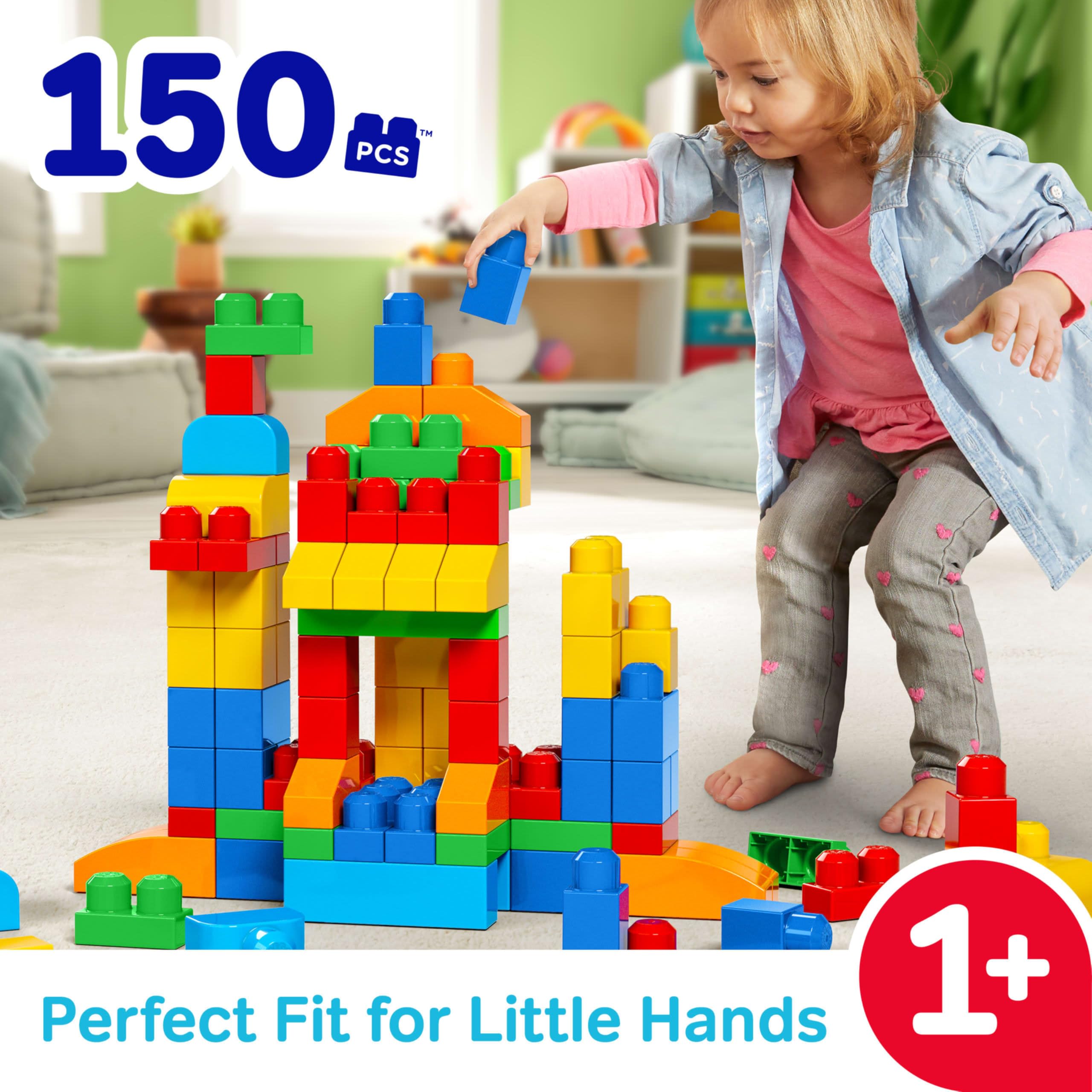 MEGA BLOKS First Builders Toddler Blocks Toys Set, Deluxe Building Bag with 150 Pieces and Storage, Blue, Ages 1+ Years 🍁 All In One Marketplace Canada