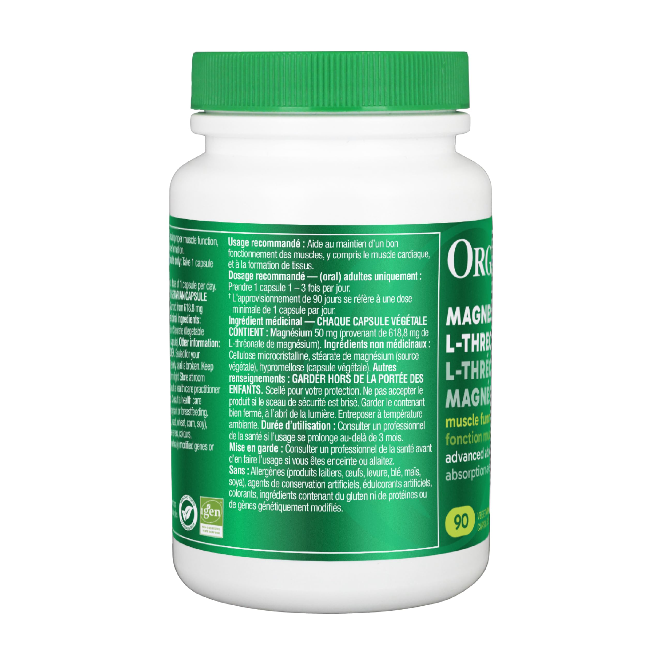Organika Magnesium L-Threonate- High Absorption to Boost Magnesium Levels- 90vcaps 🍁 All In One Marketplace Canada