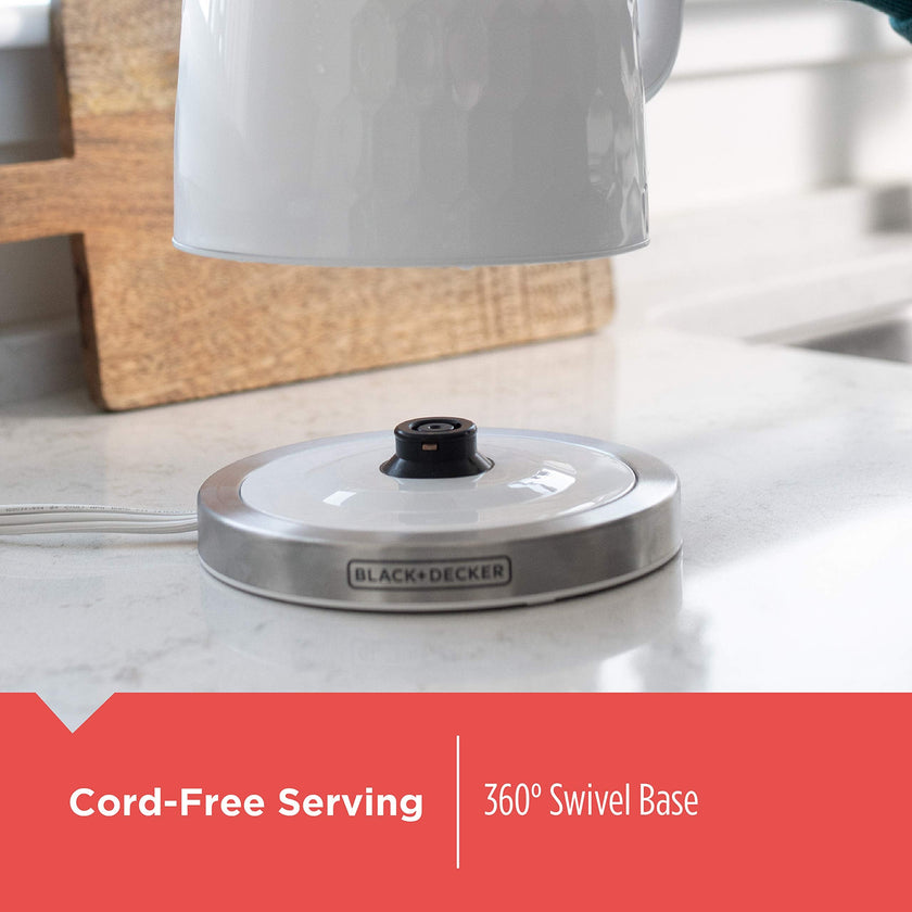 BLACK+DECKER Honeycomb Collection Rapid Boil 1.7L Electric Cordless Kettle with Premium Textured Finish, White, KE1560W 🍁 All In One Marketplace Canada