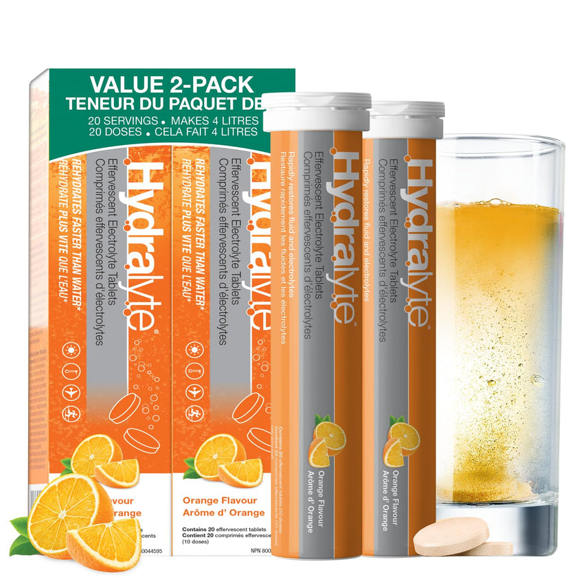 HydraLyte Electrolyte Tablets - Orange Flavoured Electrolytes, Low Sugar Electrolytes Formulated to Accelerate Hydration, Post Workout, Travel Essential - Safe Hydration for All Ages (40 Count) 🍁 All In One Marketplace Canada