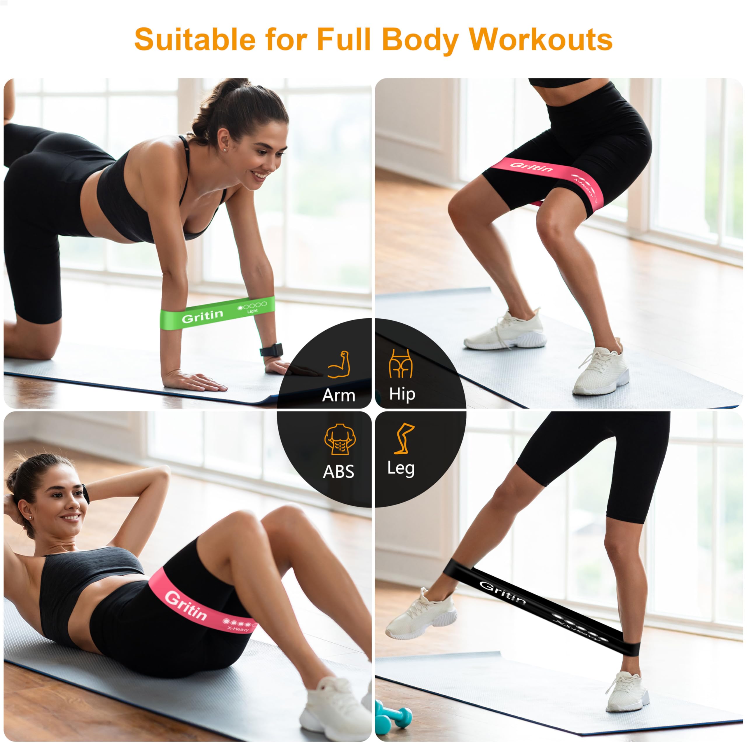 Gritin Resistance Bands, Set of 5 Skin-Friendly Resistance Exercise Band 🍁 All In One Marketplace Canada