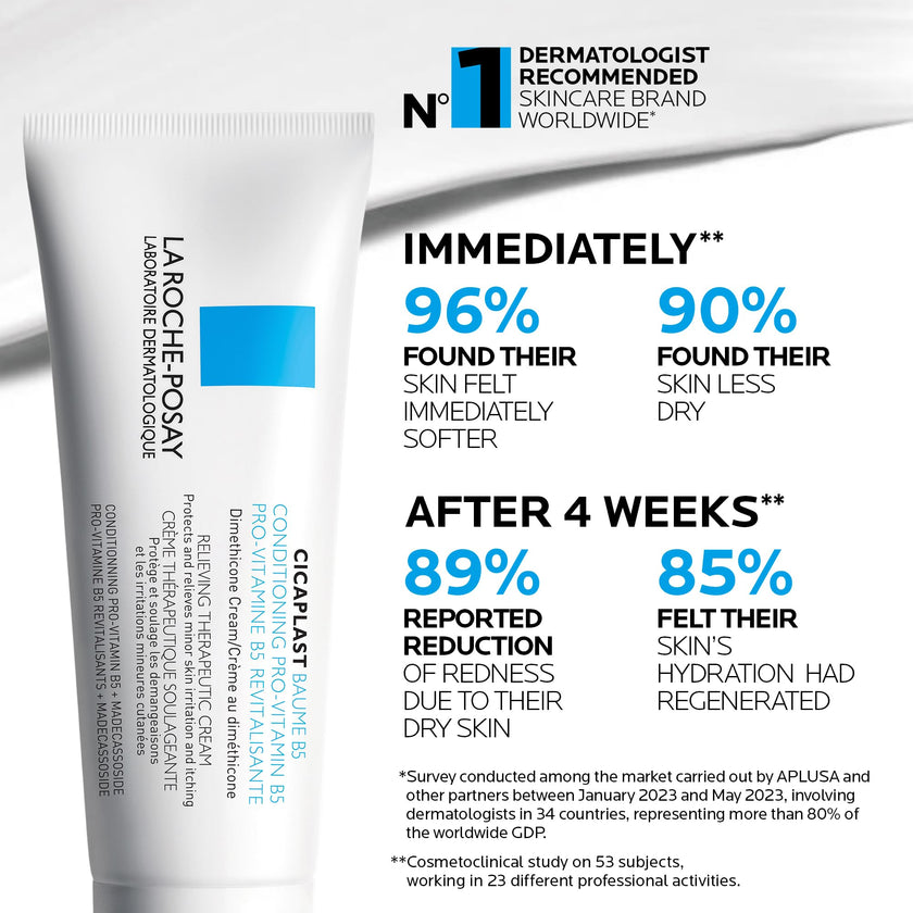 La Roche Posay Cicaplast Baume B5, Multi-Purpose Soothing Balm for Dry Skin, Absorbs Quickly, Non-Sticky, Glassy Skin Finish, for Face or Body, Suitable for the Whole Family, Fragrance Free, 40ml 🍁 All In One Marketplace Canada