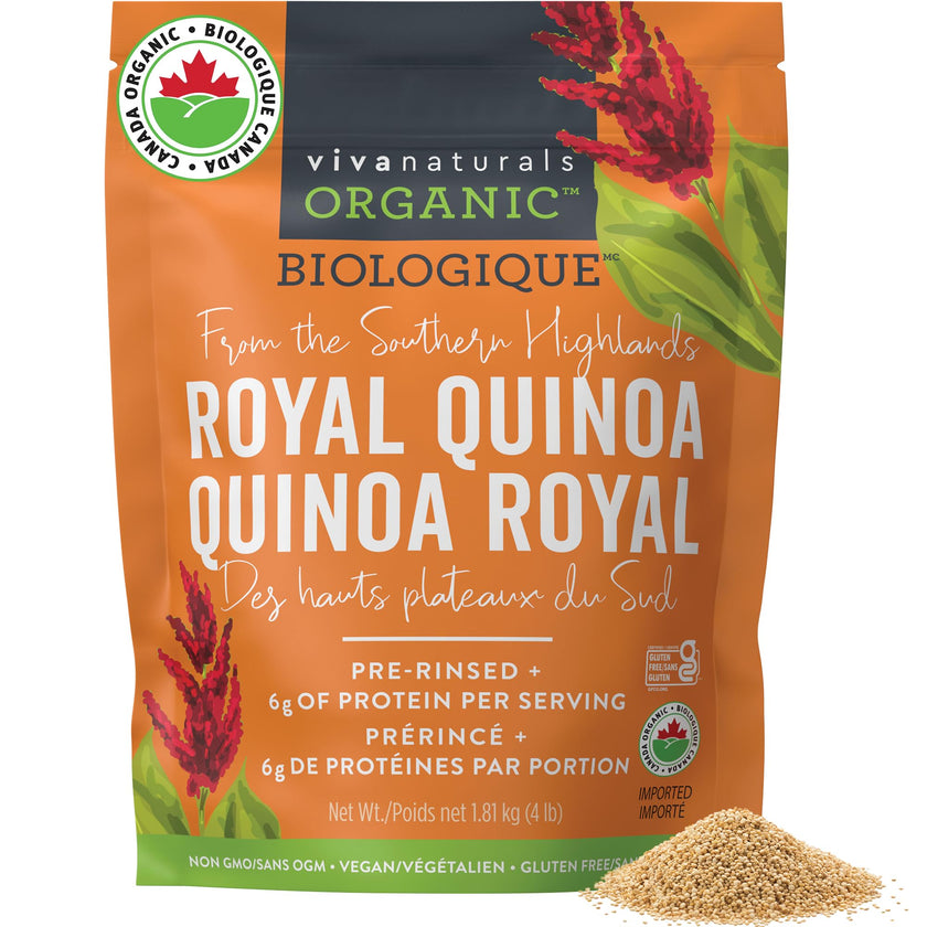 Viva Naturals Organic Quinoa (4 lb) – Quinoa Organic, Non-GMO & Pre-Washed Whole Grain | Gluten-Free Vegan Plant Protein, Source of Fibre & Iron, Puffed Rice & Pasta Substitute 🍁 All In One Marketplace Canada