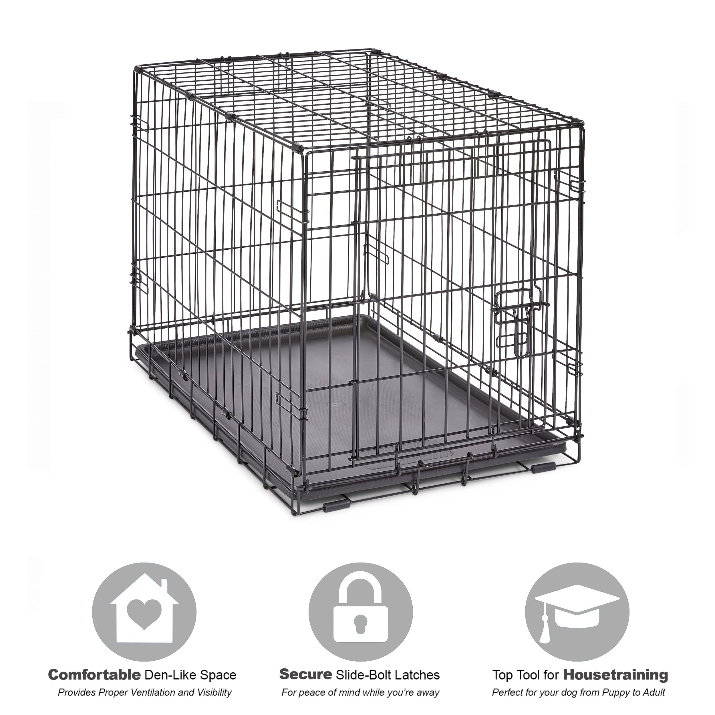 MidWest Homes for Pets 30-Inch New World Crate for Medium Breeds, 21-40 lbs, Single Door Folding Dog Crate, Leak-Proof Tray & Secure Latch, Portable, Durable & Easy to Assemble 🍁 All In One Marketplace Canada