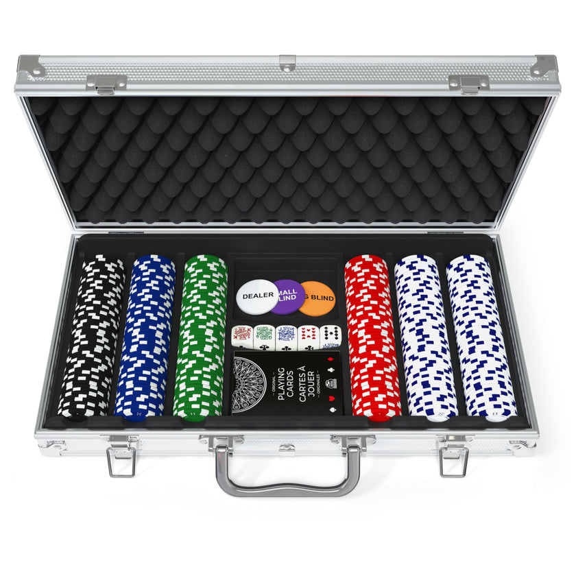 Cardinal Classics, 300-Piece Poker Set with Aluminum Carrying Case & Professional 11.5g Chips Plus 5 Poker Dice, for Adults and Kids Ages 10 and up 🍁 All In One Marketplace Canada