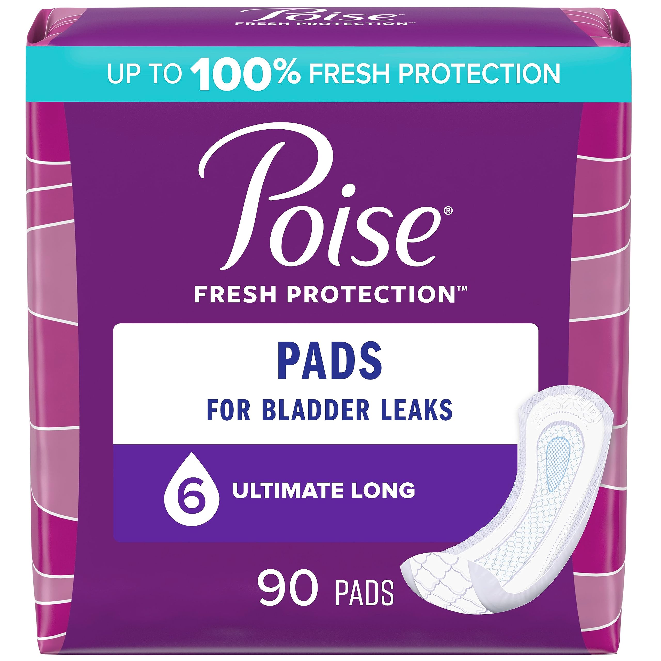Poise Incontinence Pads for Women, Ultimate Absorbency, Long, Original Design, 90 Count (2 Packs of 45) (Packaging May Vary) 🍁 All In One Marketplace Canada