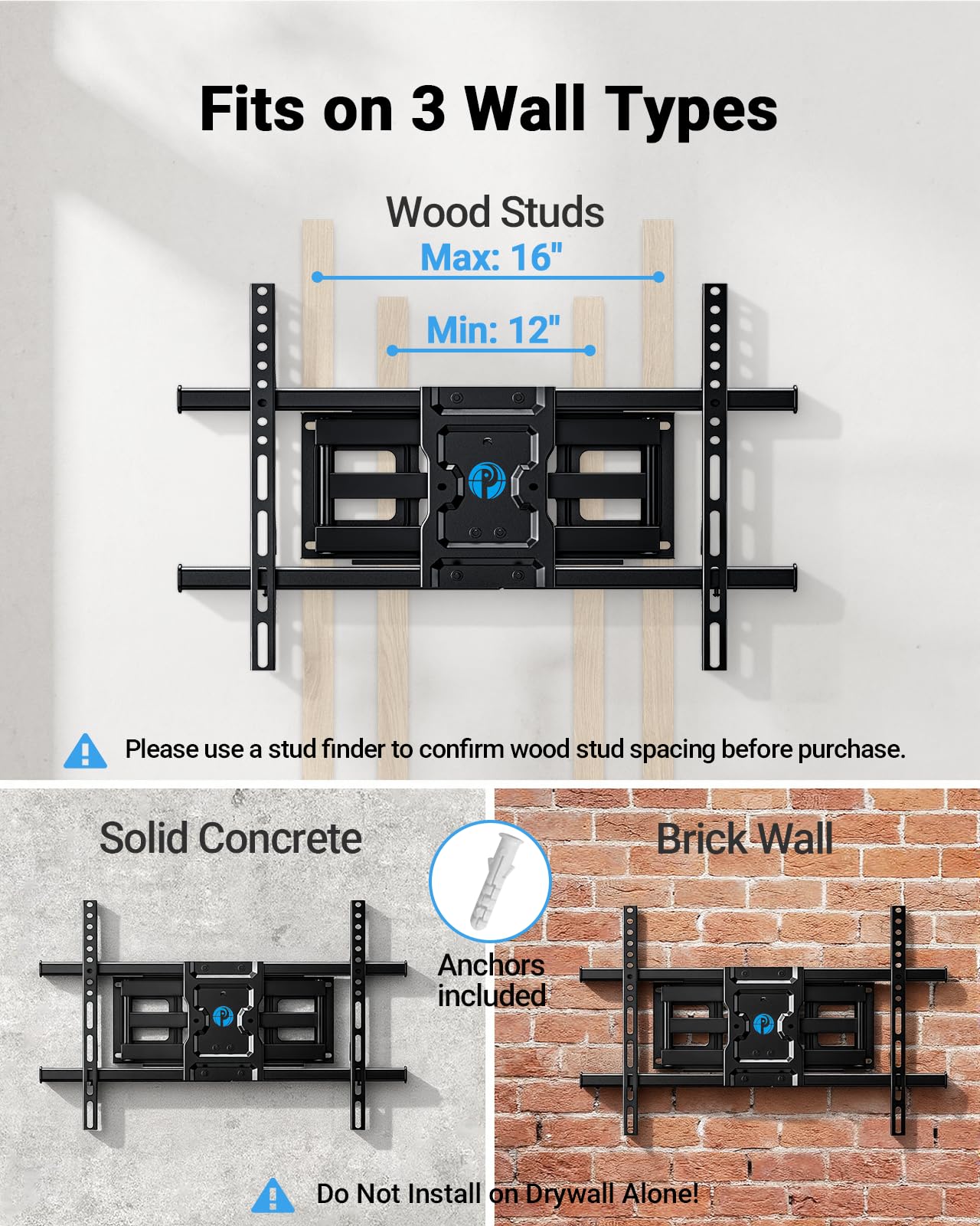 Pipishell Full Motion TV Wall Mount for 37-84