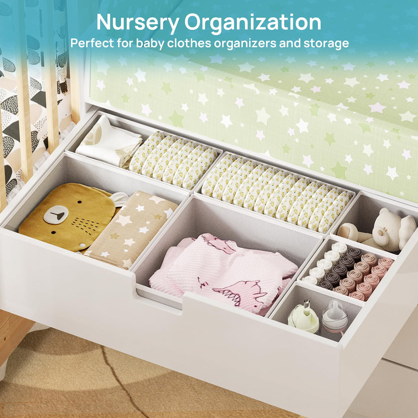 Vtopmart 12Pack Drawer Organizer for Clothes, Underwear Organizer Bins, Foldable Fabric Closet Storage Organization, Dresser Drawer Dividers for Baby Clothing, Bra, Socks, Ties, Scarf 🍁 All In One Marketplace Canada