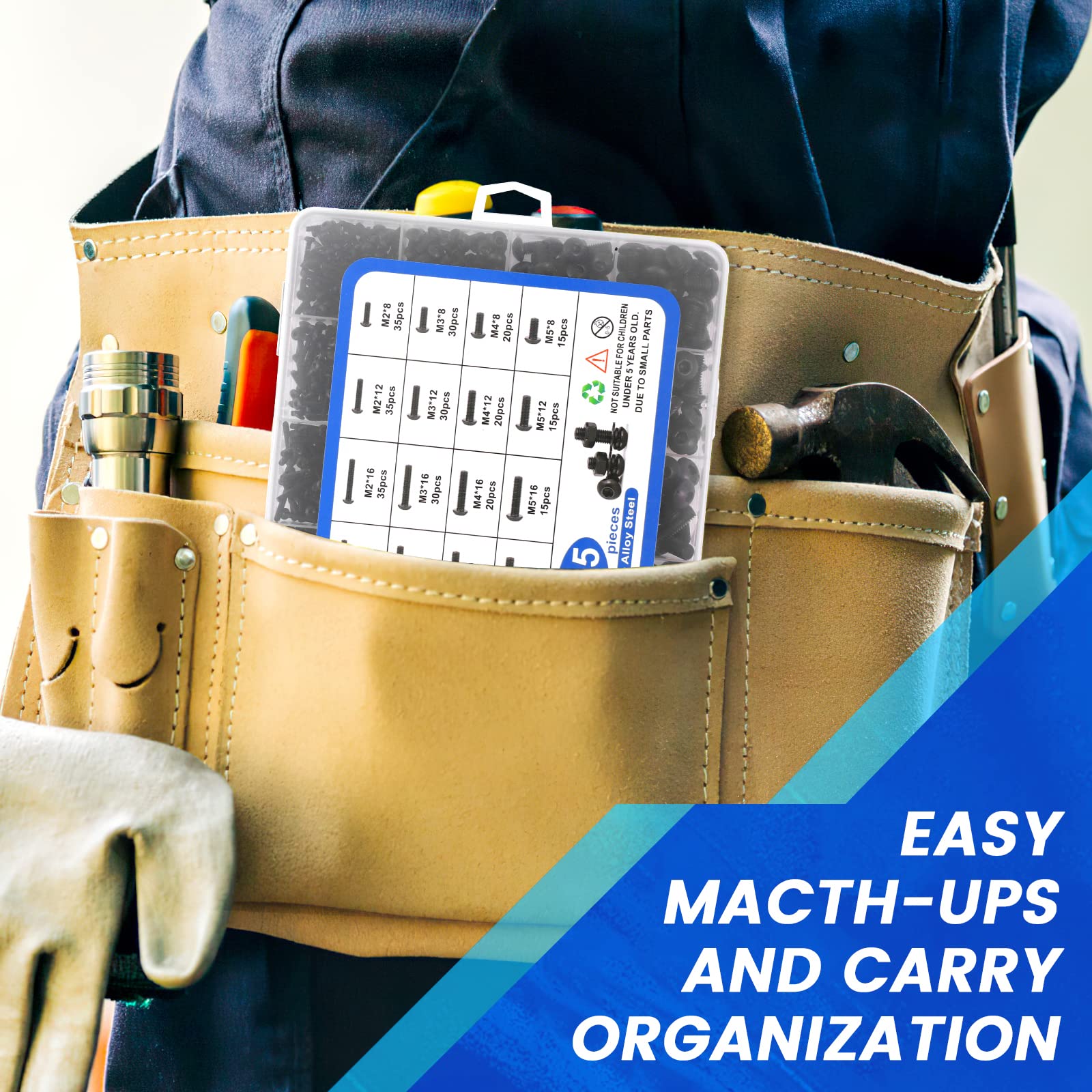 1705 Pcs Machine Screw Assortment Kit, M2 M3 M4 M5 Metric Bolts and Nuts Kit with Lock and Flat Washers, Hex Button Head 10.9 Alloy Steel Cap Screw Set with Allen Wrench 🍁 All In One Marketplace Canada