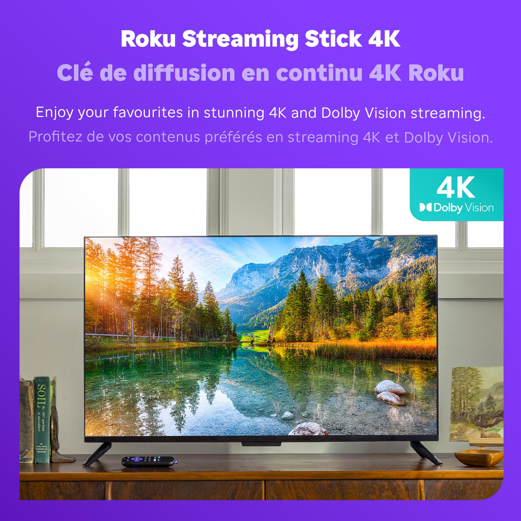 Roku Streaming Stick 4K 2022 (Official Manufacturer Product) | Streaming Device 4K/HDR/Dolby Vision with Voice Remote with TV Controls and Long-Range Wi-Fi 🍁 All In One Marketplace Canada
