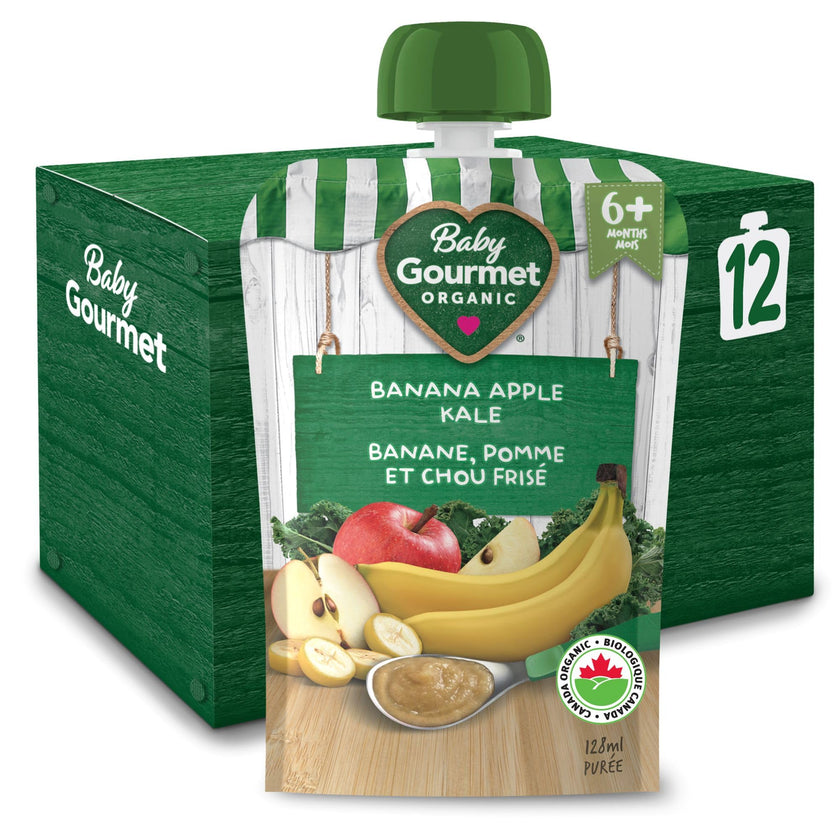 Baby Gourmet Banana Apple Kale Purée, 12 × 128 mL Pouches | 6 Months+ | Organic Baby Food | No Added Sugar or Salt | Made in Canada 🍁 All In One Marketplace Canada