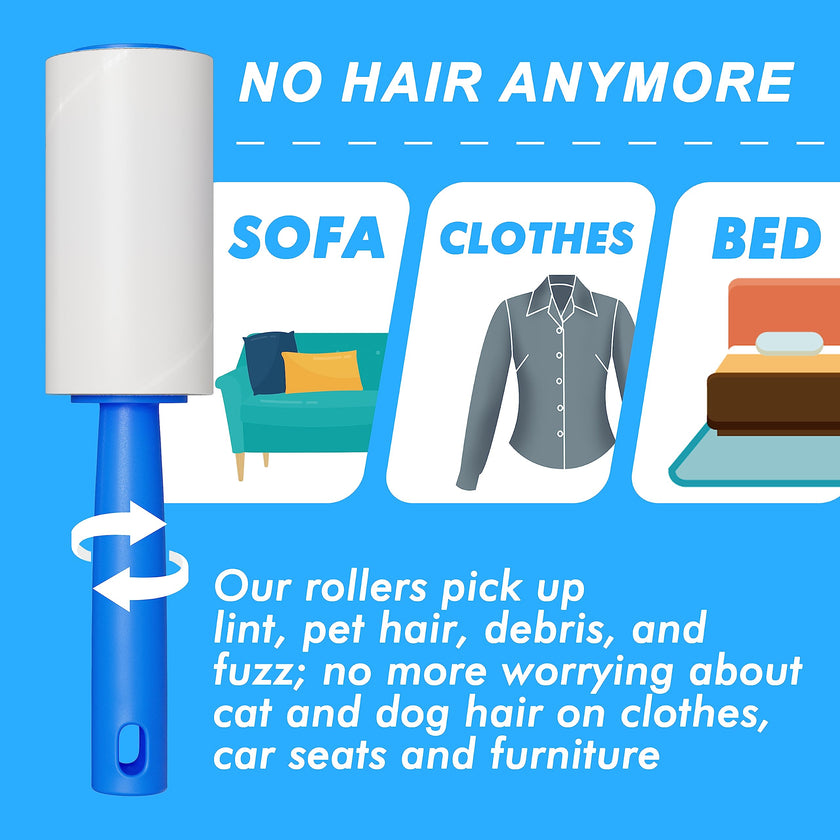 Lint Rollers for Pet Hair Extra Sticky, 800 Sheets (8 Rollers) Mega Value Set Lint Roller with 2 Upgraded Handles, Pet Hair Removal Tool for Clothes, Furniture, Carpet, Dog & Cat Hair Remover 🍁 All In One Marketplace Canada