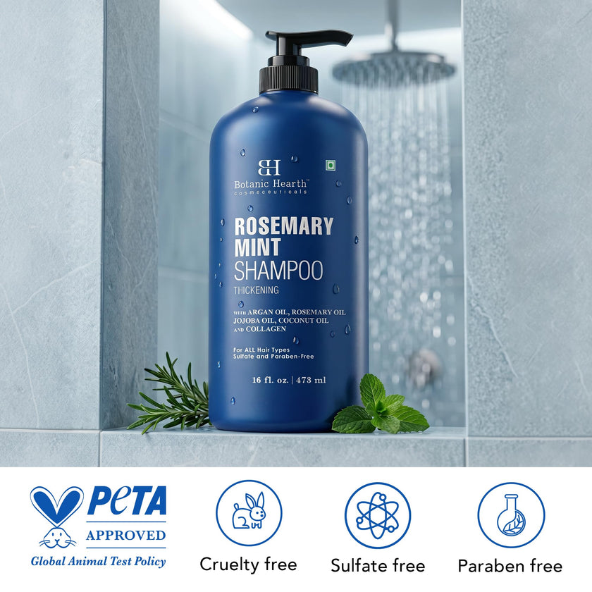 Botanic Hearth Rosemary Shampoo with Biotin & Mint, Sulfate-Free Deep Cleansing Shampoo for Thicker, Fuller-Looking Hair, Nourishing Scalp Care, 16 fl oz 🍁 All In One Marketplace Canada