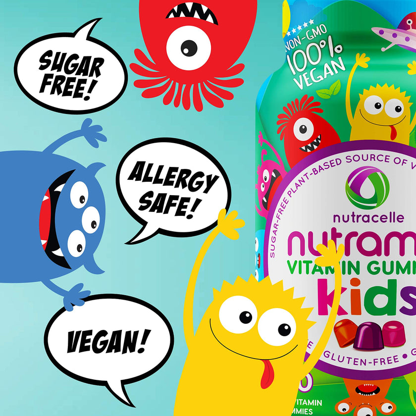 CANADIAN NUTRAMIN Children's Daily Vegan Multivitamin Gummies Vitamin C, D2 & Zinc for Immunity, Plant-Based, Sugar-Free, Nut-Free, Gluten-Free with Biotin, Vitamin A, B, B6, B12 +More 90 Ct (45 Day Supply) 🍁 All In One Marketplace Canada