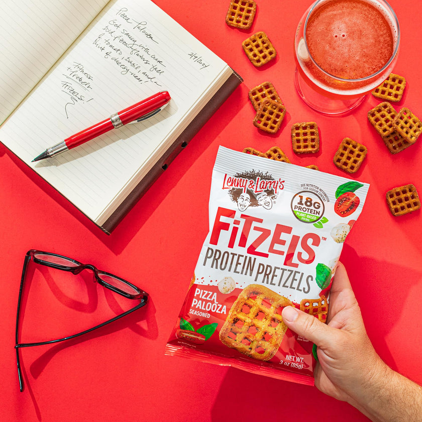 Lenny & Larry's Pizza Palooza FITZELS – Savory Pretzel Snacks Incredibly Tasty High Protein, Salty, Vegan, 20 g of Plant Based Protein (eight) Bags, 85 g Each 🍁 All In One Marketplace Canada