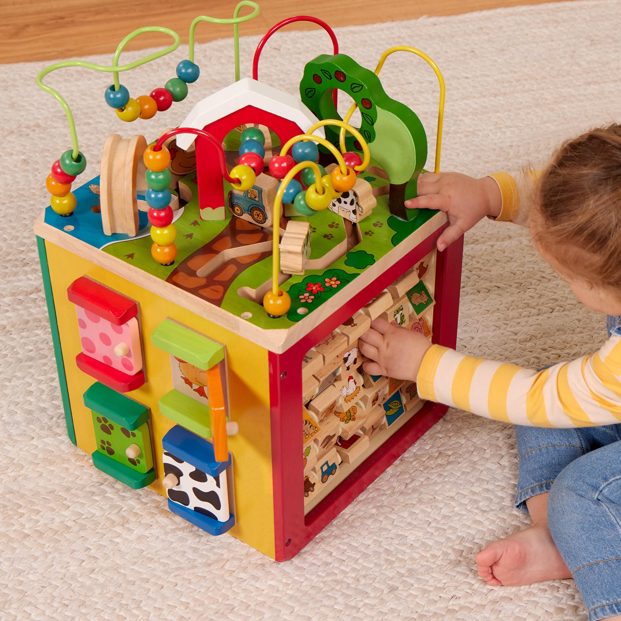 Battat Wooden Activity Cube - 5-Sided Play Center with Bead Maze, Doors 🍁 All In One Marketplace Canada