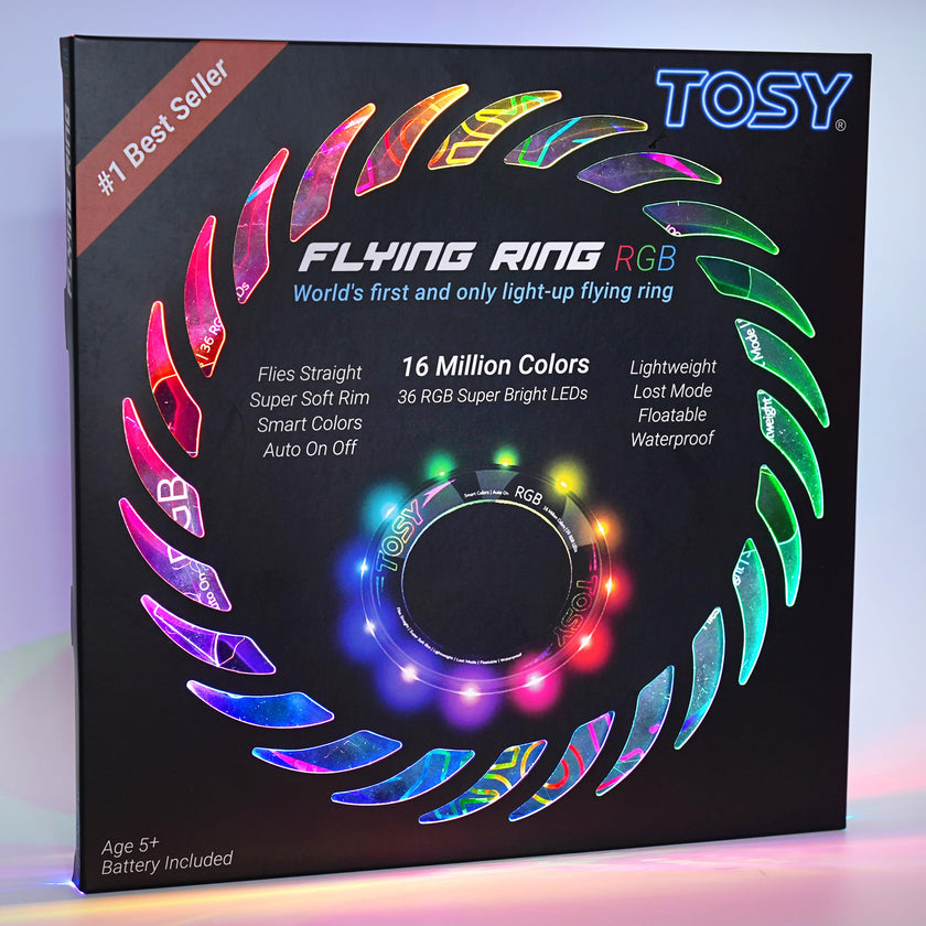 TOSY Flying Ring - 36 RGB Multicolor LEDs, Super Bright, Lost Mode, Auto Light Up, Birthday Gift for Kid/Teen/Boy/Girl, Safe, Waterproof, Pool/Beach/Camping Toy 🍁 All In One Marketplace Canada