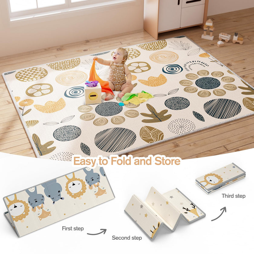 mloong Baby Play Mat, 71x59x0.4 Large Thick Playmat, Folding Portable Waterproof Reversible Double-Sided Crawling Mat, Baby Floor Mat for Infants and Toddlers, Easy to Clean (71x59x0.4in-Star) 🍁 All In One Marketplace Canada