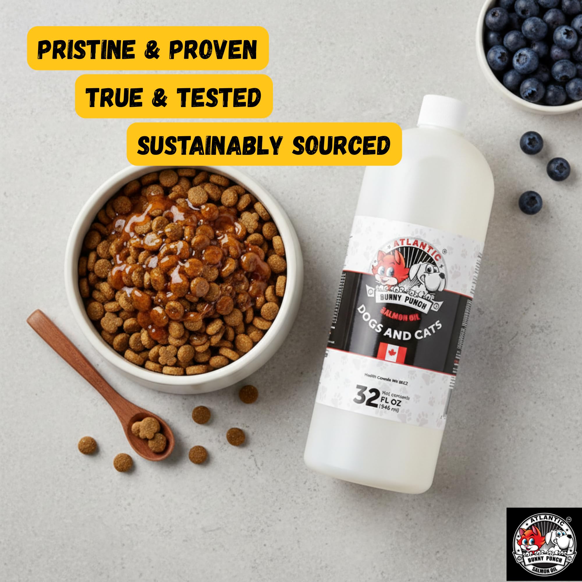 Bunny Punch Pure Atlantic Salmon Oil for Dogs & Cats - Liquid Food Topper - 32 oz 🍁 All In One Marketplace Canada
