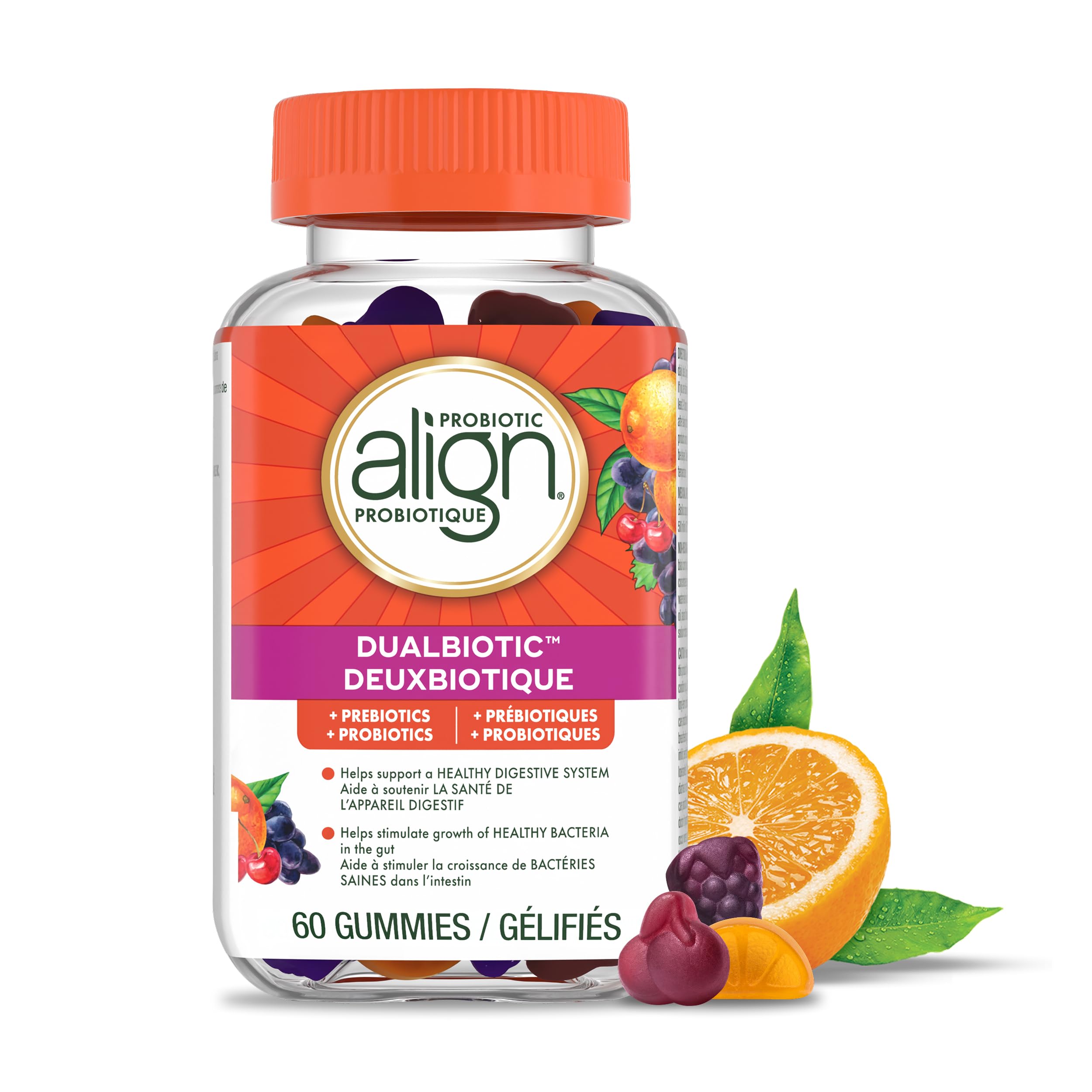 Align DUALBIOTIC PREbiotic + PRObiotic Gummies for Women & Men, Helps Support a Healthy Digestive System, Made With Naturally Fruit Flavours, 60 Count 🍁 All In One Marketplace Canada