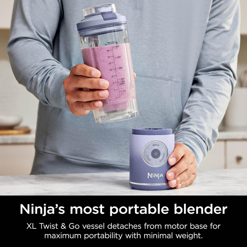Ninja Blender, Blast Max, Cordless, Personal Blender for Smoothies, Frozen Drinks, Ice Crush, 22 oz. Removable Vessel, Leakproof Lid, BPA-Free, Dishwasher Safe, Auto-iQ Technology, Lavender, BC251CLD 🍁 All In One Marketplace Canada