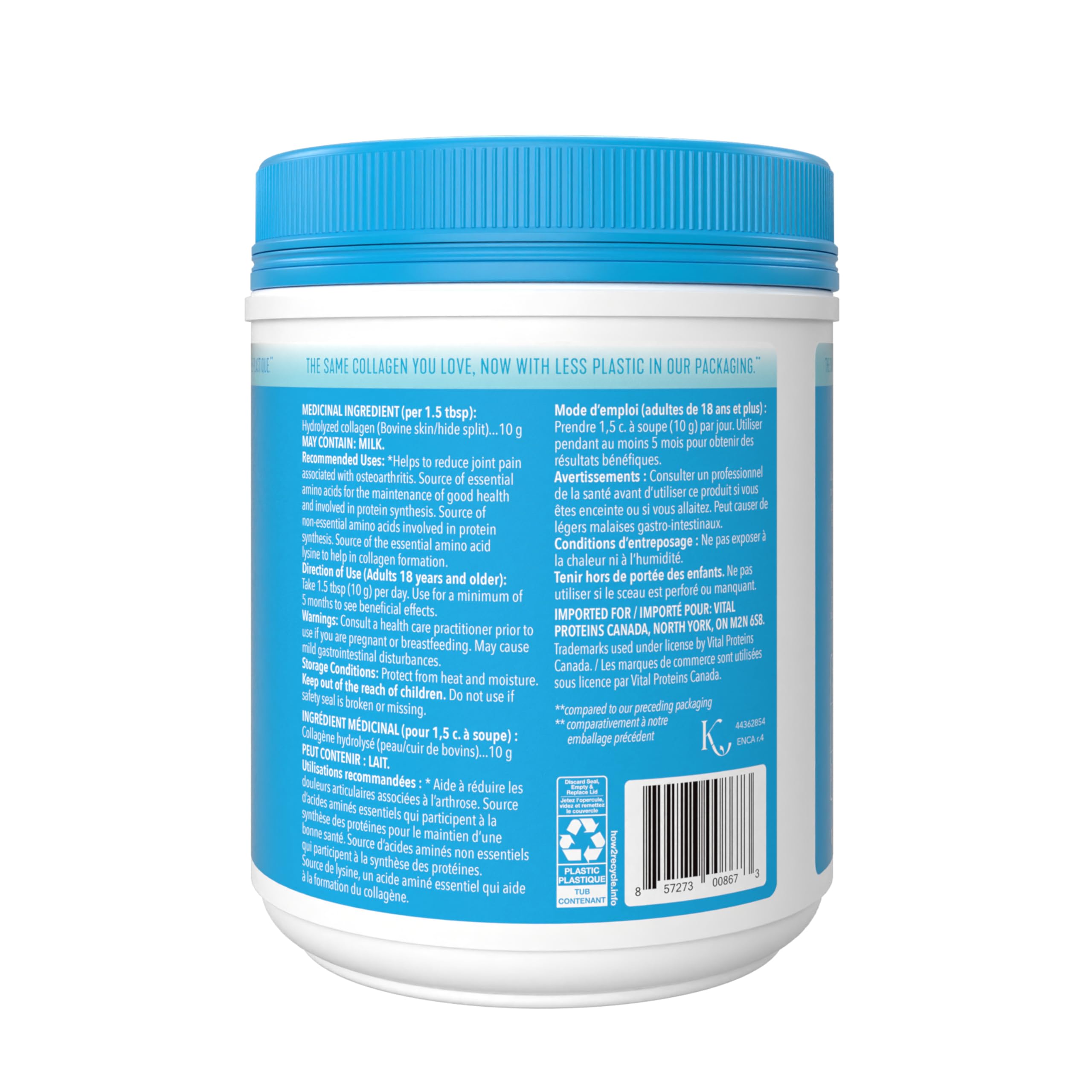 VITAL PROTEINS Bovine Collagen Peptides Powder, Helps Form Collagen And Reduce Joint Pain Associated With Osteoarthritis, Source Of Amino Acids, No Added Sugar, No Artificial Colours Or Flavours, 567 g 🍁 All In One Marketplace Canada