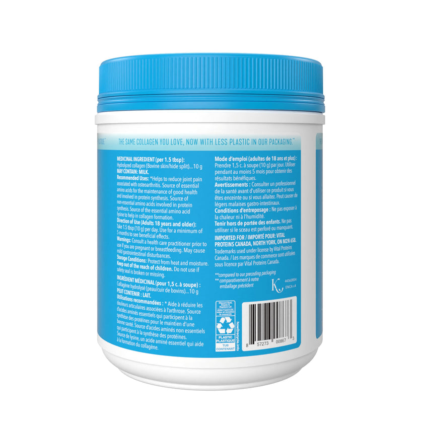 VITAL PROTEINS Bovine Collagen Peptides Powder, Helps Form Collagen And Reduce Joint Pain Associated With Osteoarthritis, Source Of Amino Acids, No Added Sugar, No Artificial Colours Or Flavours, 567 g 🍁 All In One Marketplace Canada