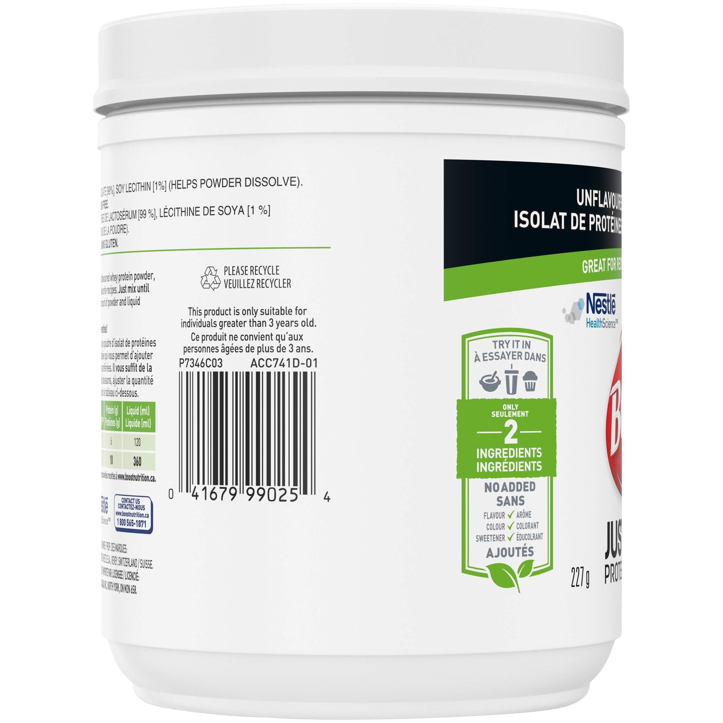 Boost JUST Protein Unflavoured Instant Whey Protein Isolate Powder, 227 Grams (Pack of 1) - Packaging May Vary 🍁 All In One Marketplace Canada