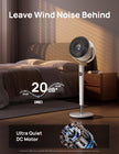 DREO Smart Fan for Bedroom, 120° +120° Omni-Directional Oscillating Fans, 90ft Quiet Pedestal Fan with RGB Light, 9 Speeds, 6 Modes, 20dB, 8H Timer, Wi-Fi/Voice/Alexa, 37-42