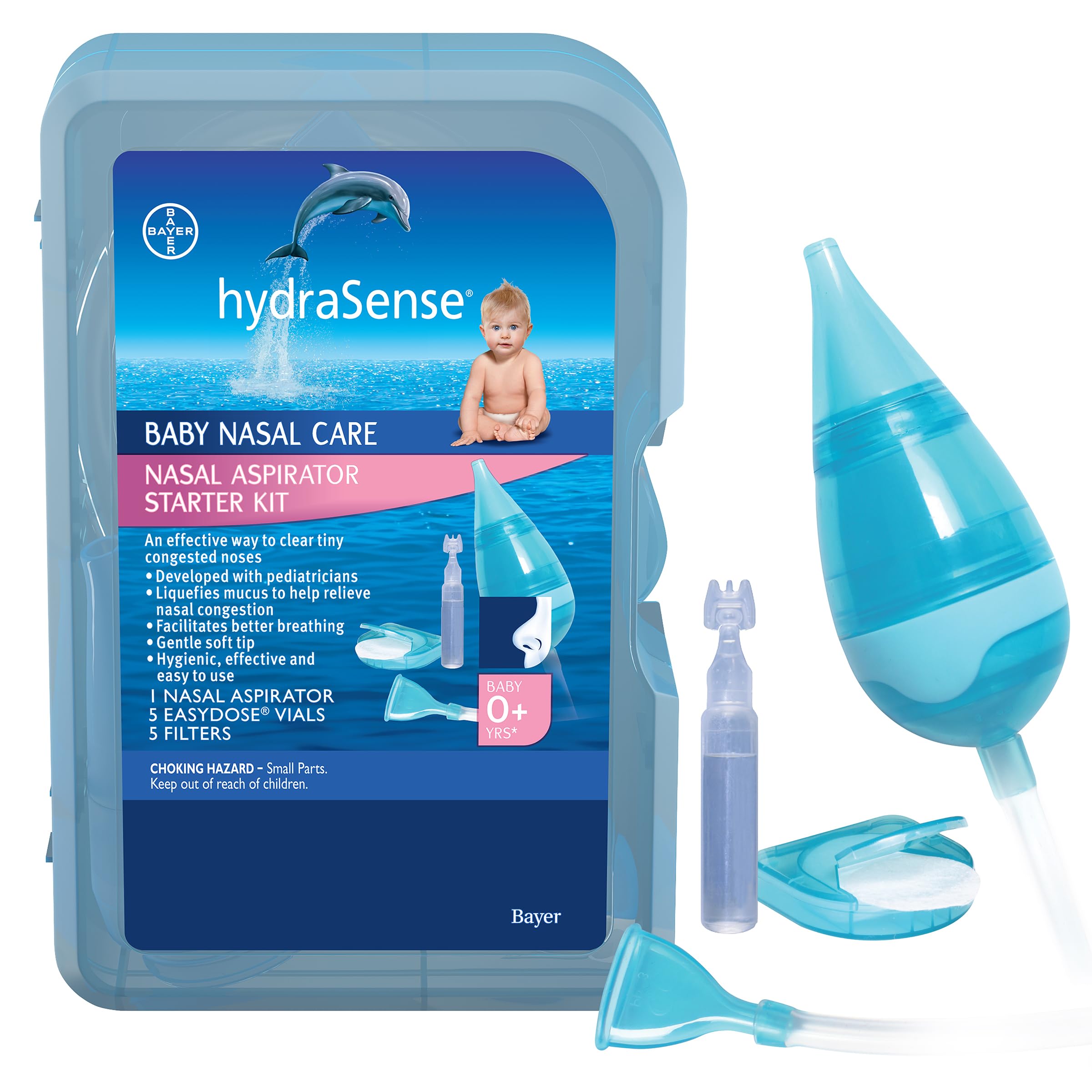 hydraSense Baby Nasal Aspirator, Baby Nasal Care, Gently Relieves Congestion in Babies, Non-medicated, With 100% Natural Source Seawater, Preservative-Free, 1 Kit 🍁 All In One Marketplace Canada